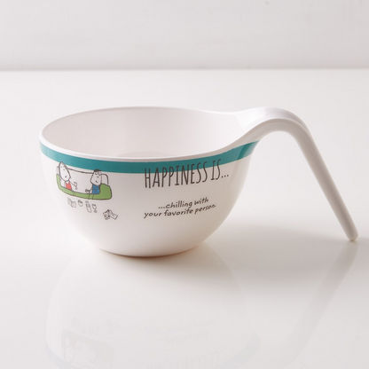 Happiness Print Bowl with Handle - 14x14x8 cms