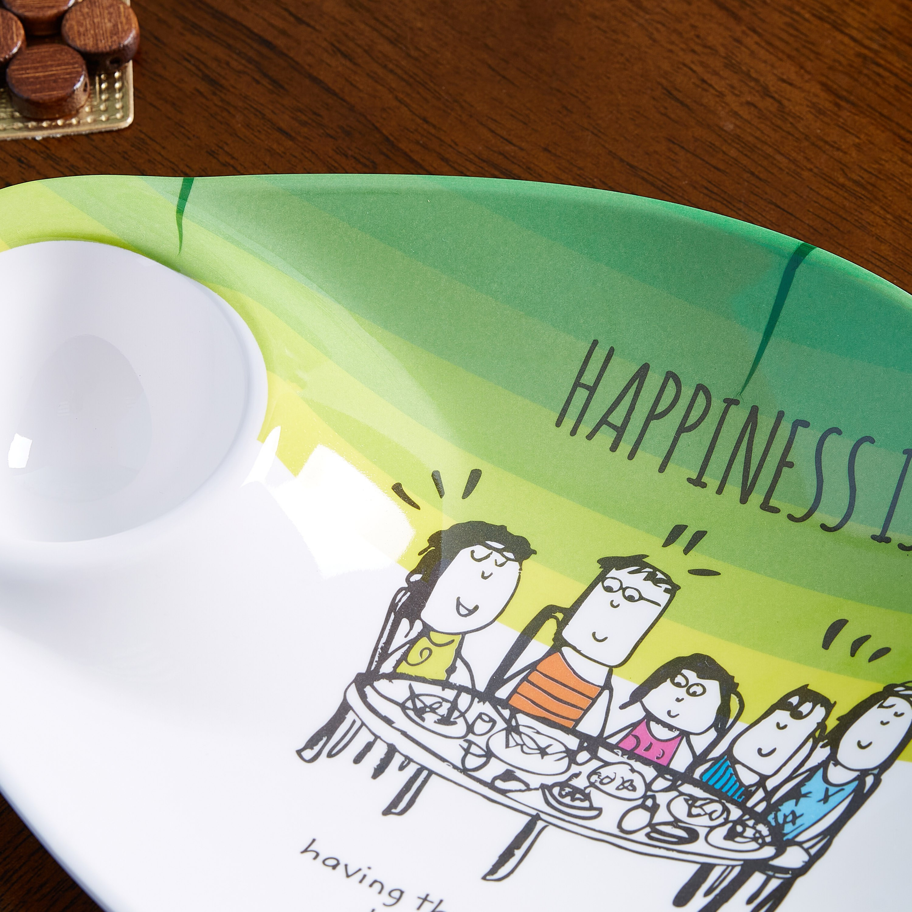 وعاء شيب أند ديب بطبعات من هابينيس - 26x21 سم-hbxdecorandfurnishings-tabletop-serveware-image-2