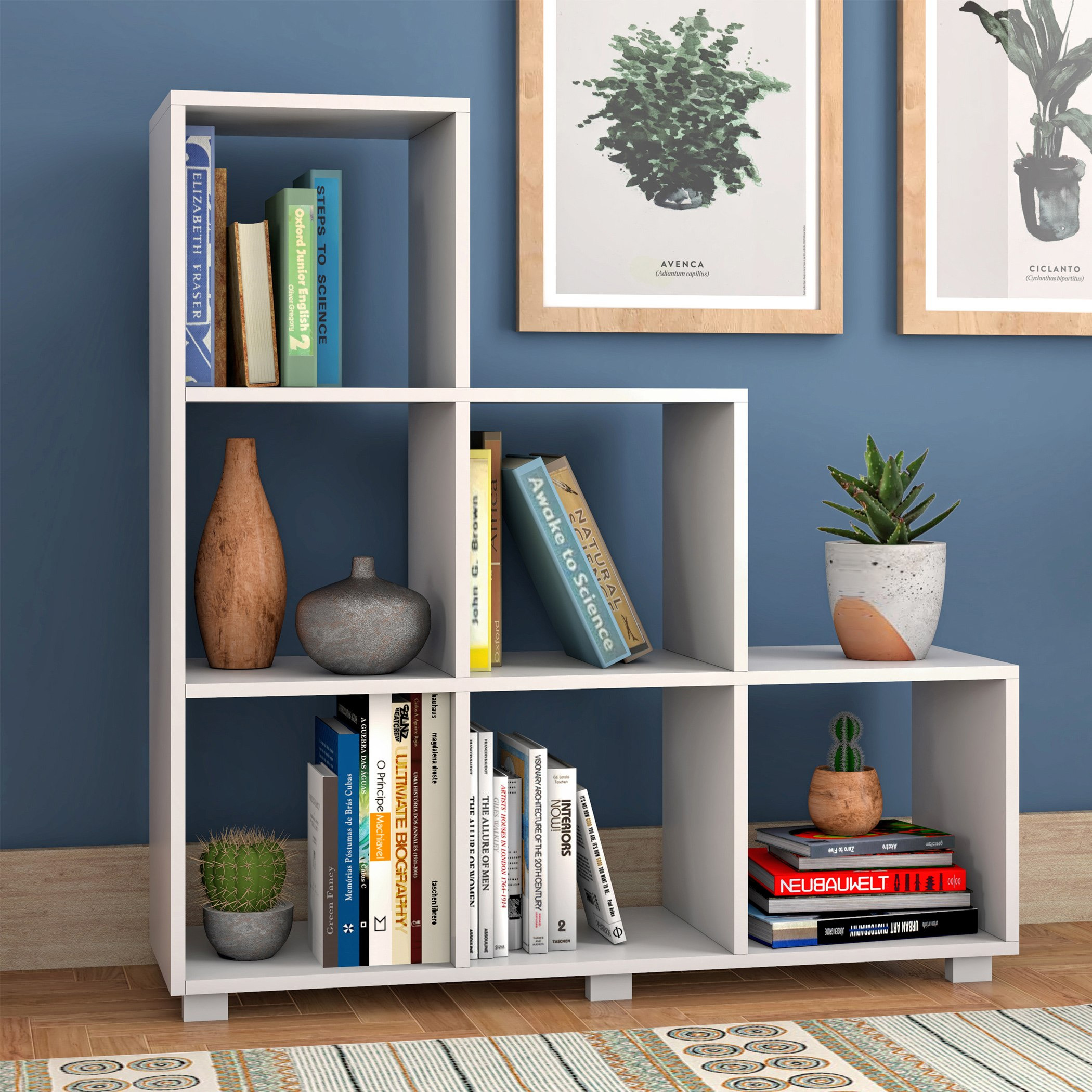 Olinda Bookcase with 6 Shelves - 98x92x30 cm-hbxfurniture-office-bookcases-image-1