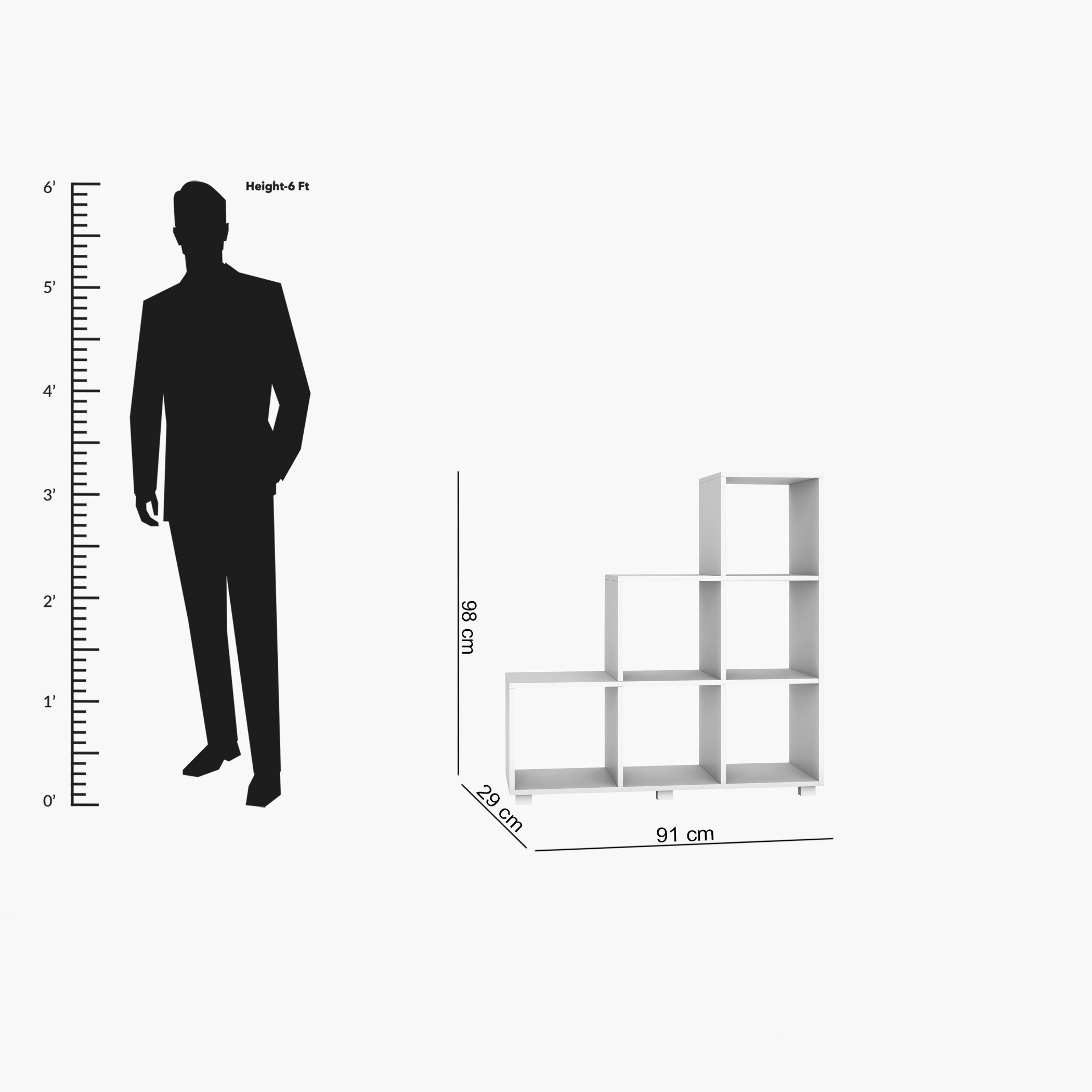 Olinda Bookcase with 6 Shelves - 98x92x30 cm-hbxfurniture-office-bookcases-image-4