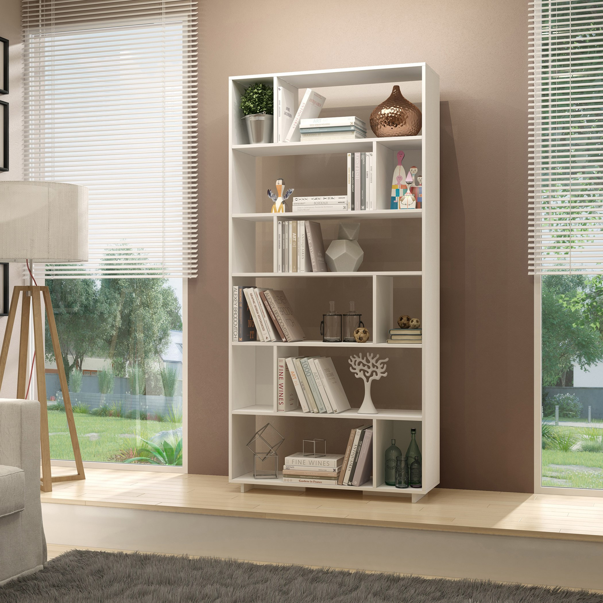 Olinda Bookcase with 12 Shelves-hbxfurniture-office-bookcases-image-1