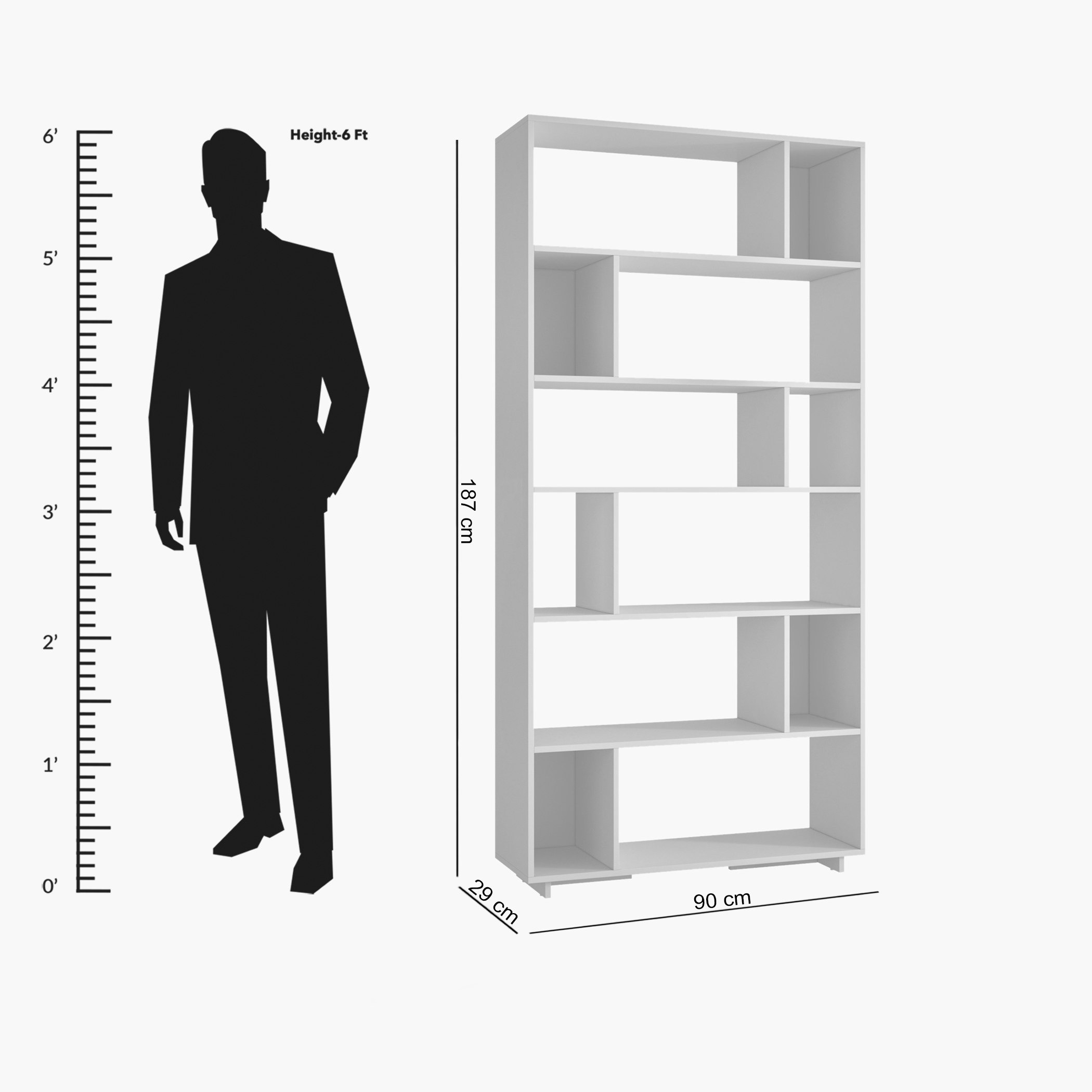 Olinda Bookcase with 12 Shelves-hbxfurniture-office-bookcases-image-4