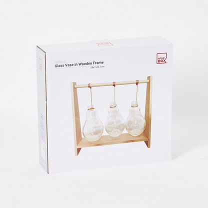 Harold 3-Piece Glass Vase Set with Wooden Frame