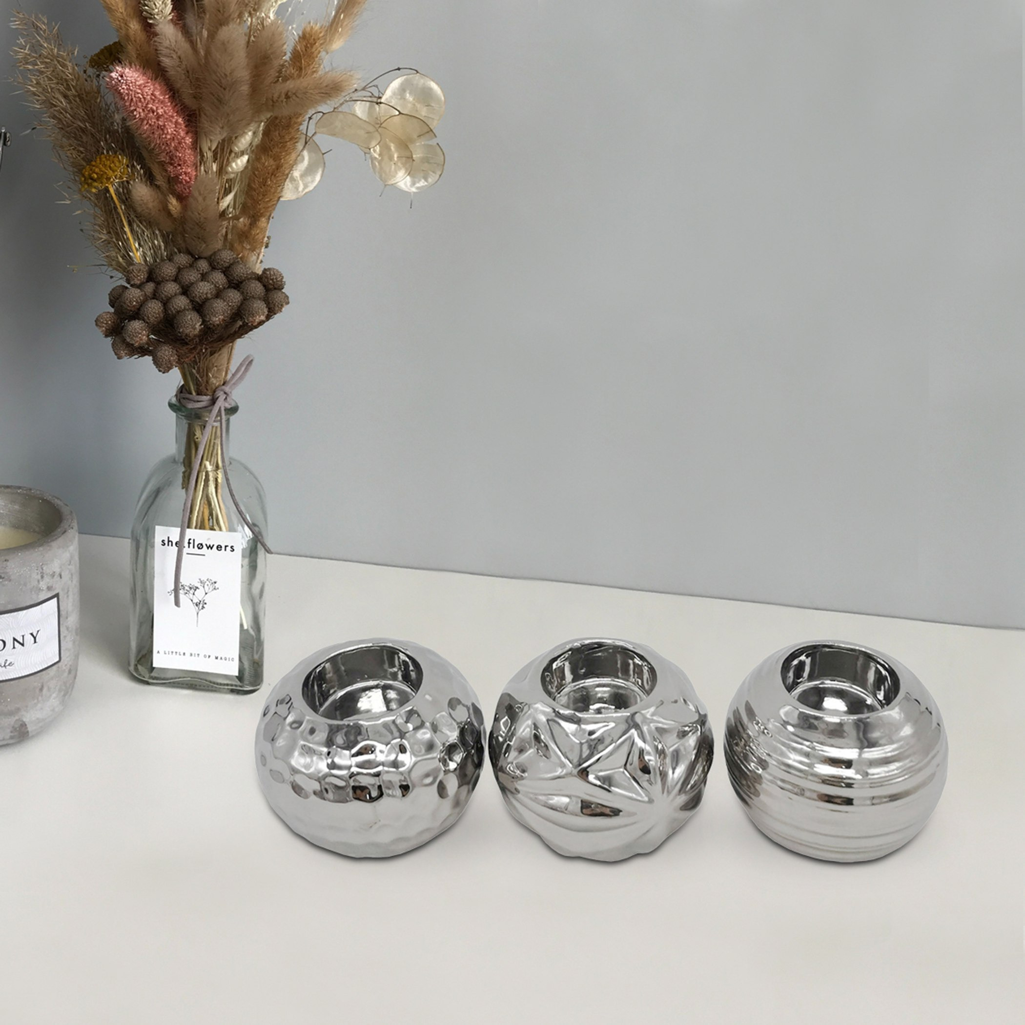 حامل شموع من السيراميك من كاسا - طقم من 3 قطع-hbxlivingroom-decorandaccessories-candleholders-image-1