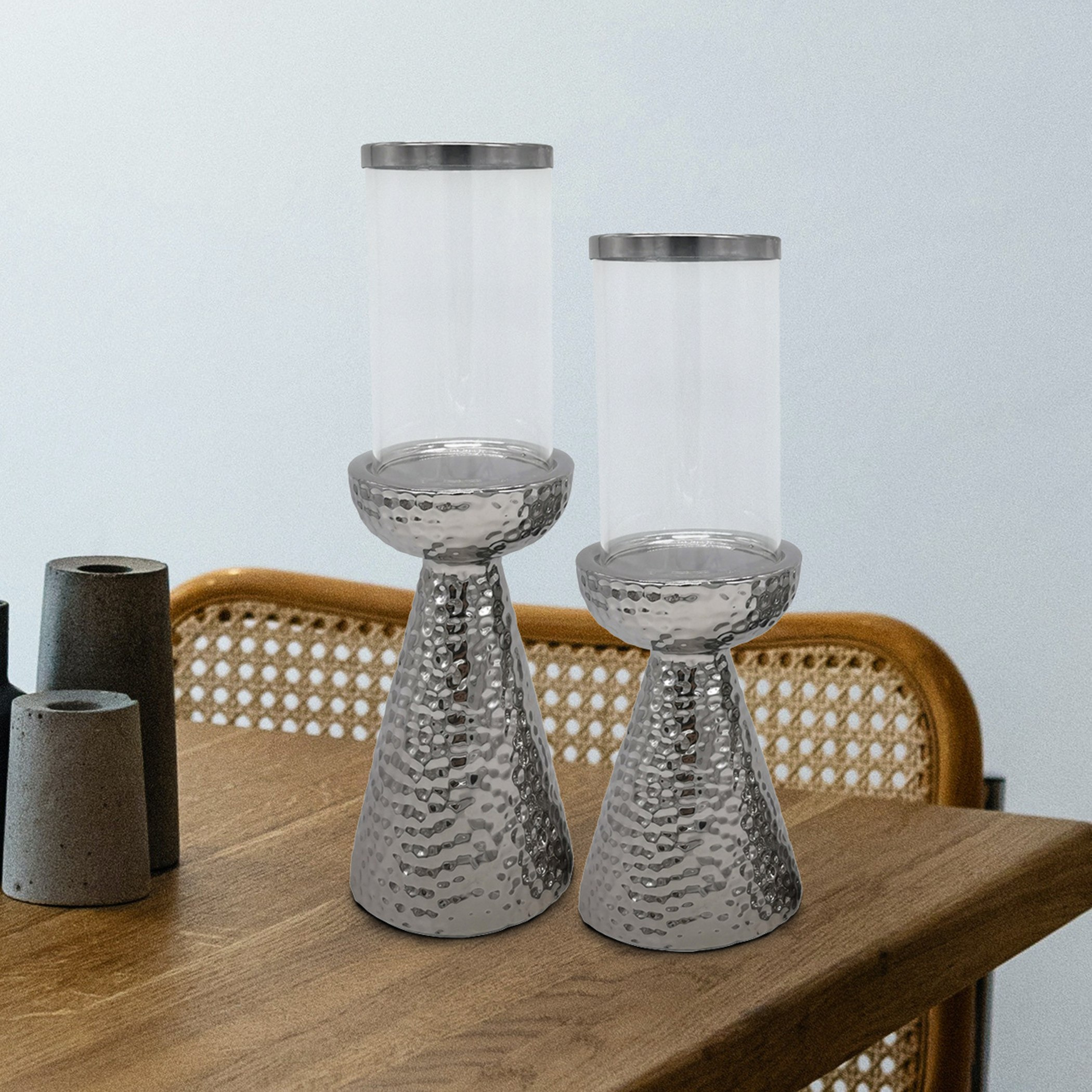 Casa Ceramic Candleholder with Glass - Set of 2-hbxlivingroom-decorandaccessories-candleholders-image-1