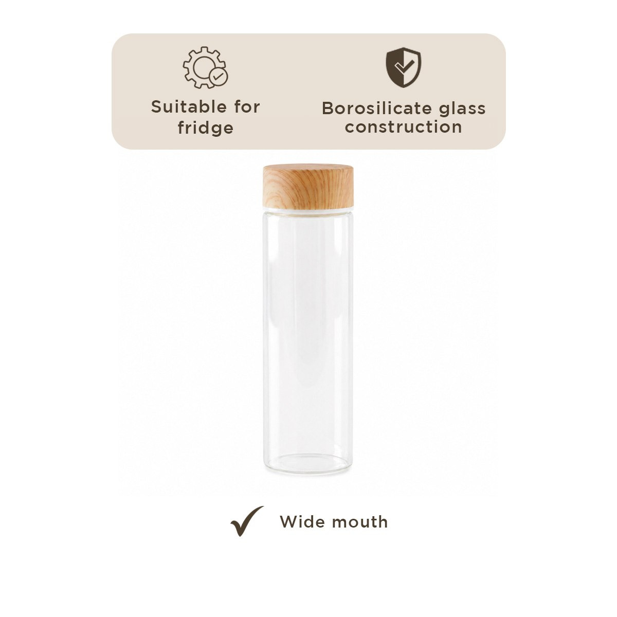 Coolers Borosilicate Bottle with Wooden Finish Lid - 500 ml-hbxhomeware-hbxkitchen-image-6