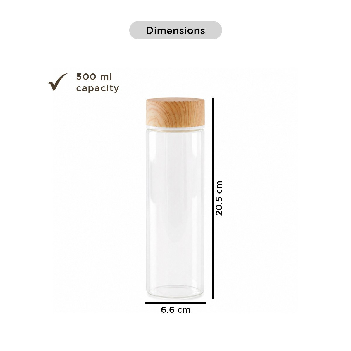 Coolers Borosilicate Bottle with Wooden Finish Lid - 500 ml-hbxhomeware-hbxkitchen-image-8