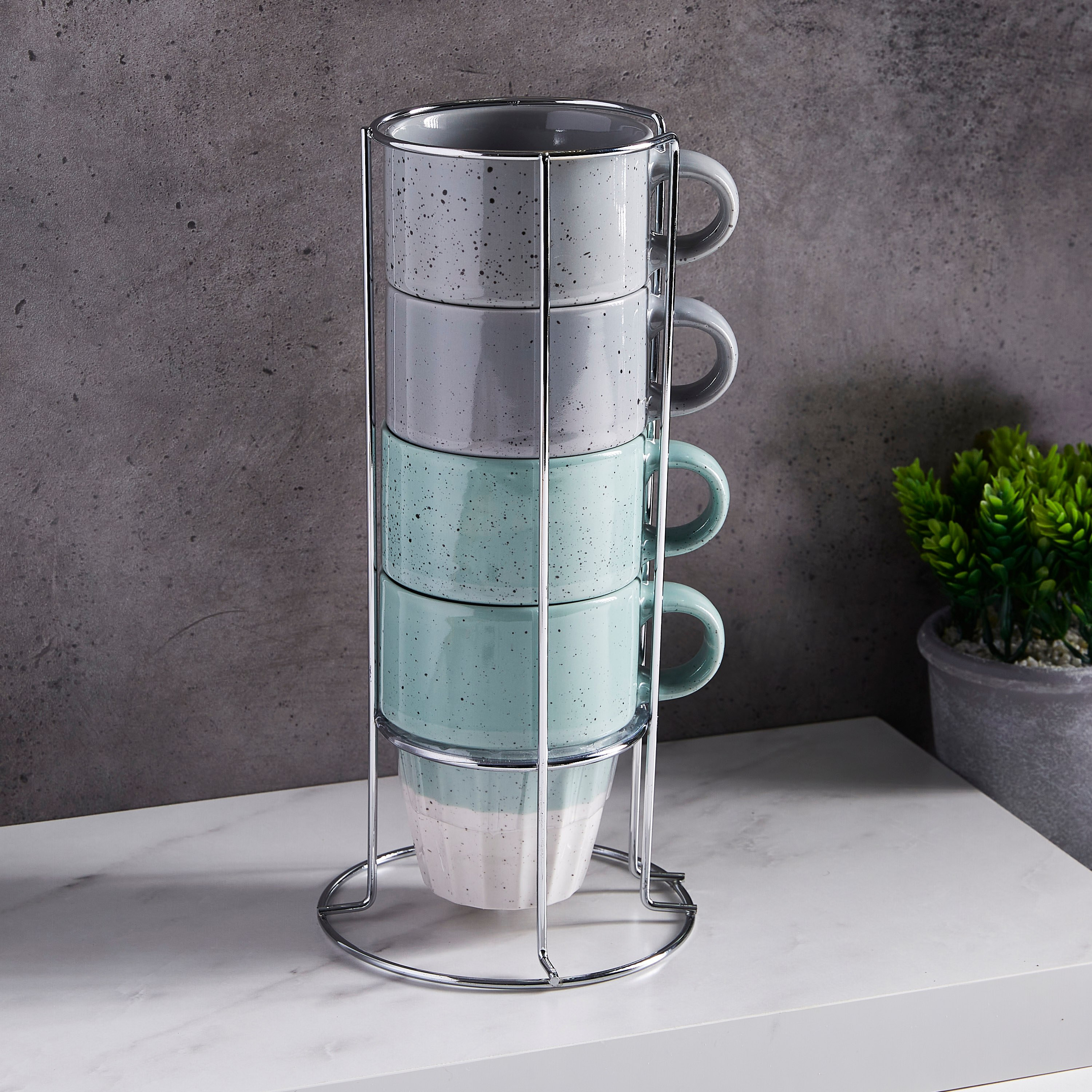 Galexia Ceramic 5-Piece Stackable Mug Set with Stand-hbxhomeware-diningandtabletop-coffeeandteasets-image-2