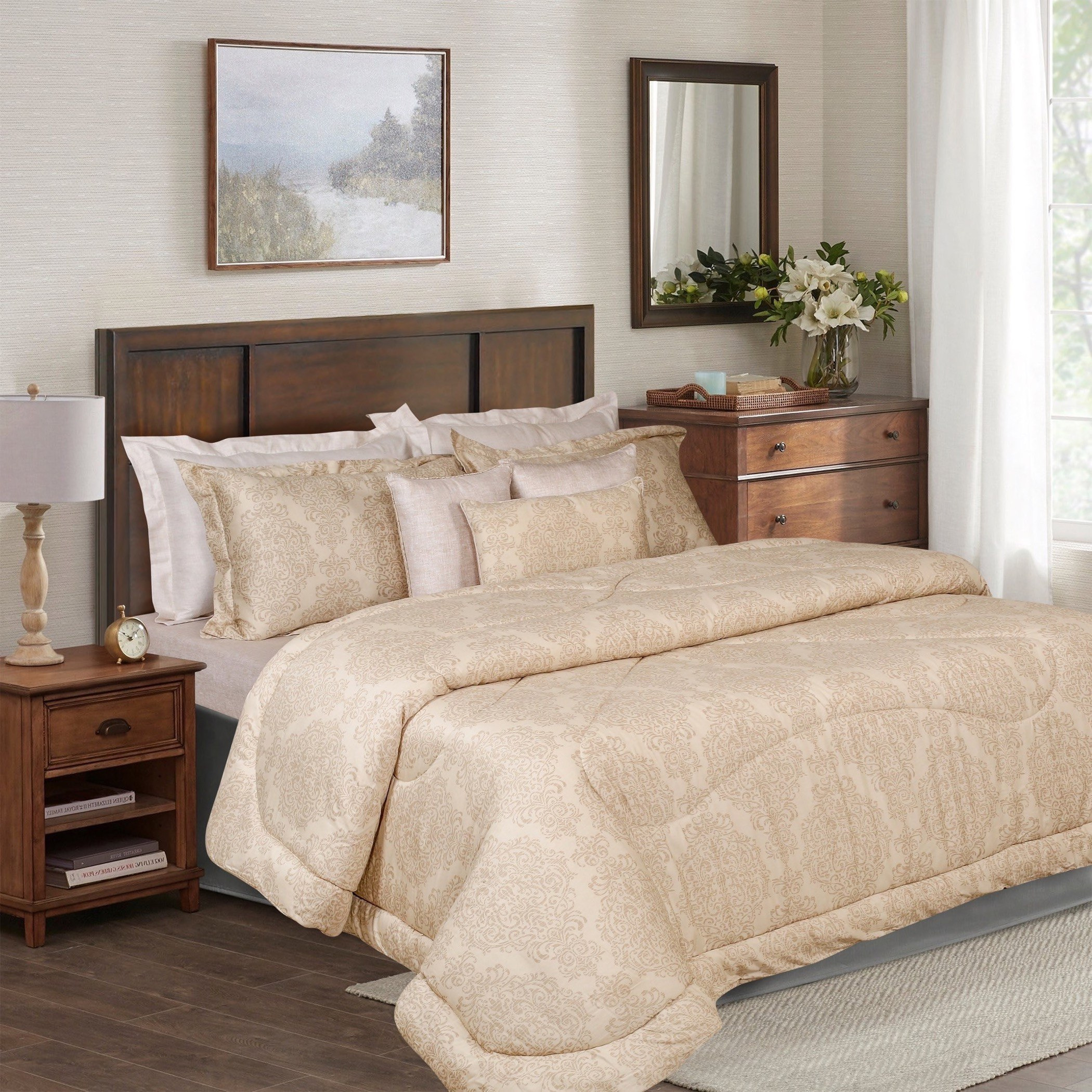 طقم ألحفة وبياضات قطن مقاس سوبر كينج 9- قطع من كلاوديا- 240x240 سم-hbxhomeware-hbxdecorandfurnishings-image-1