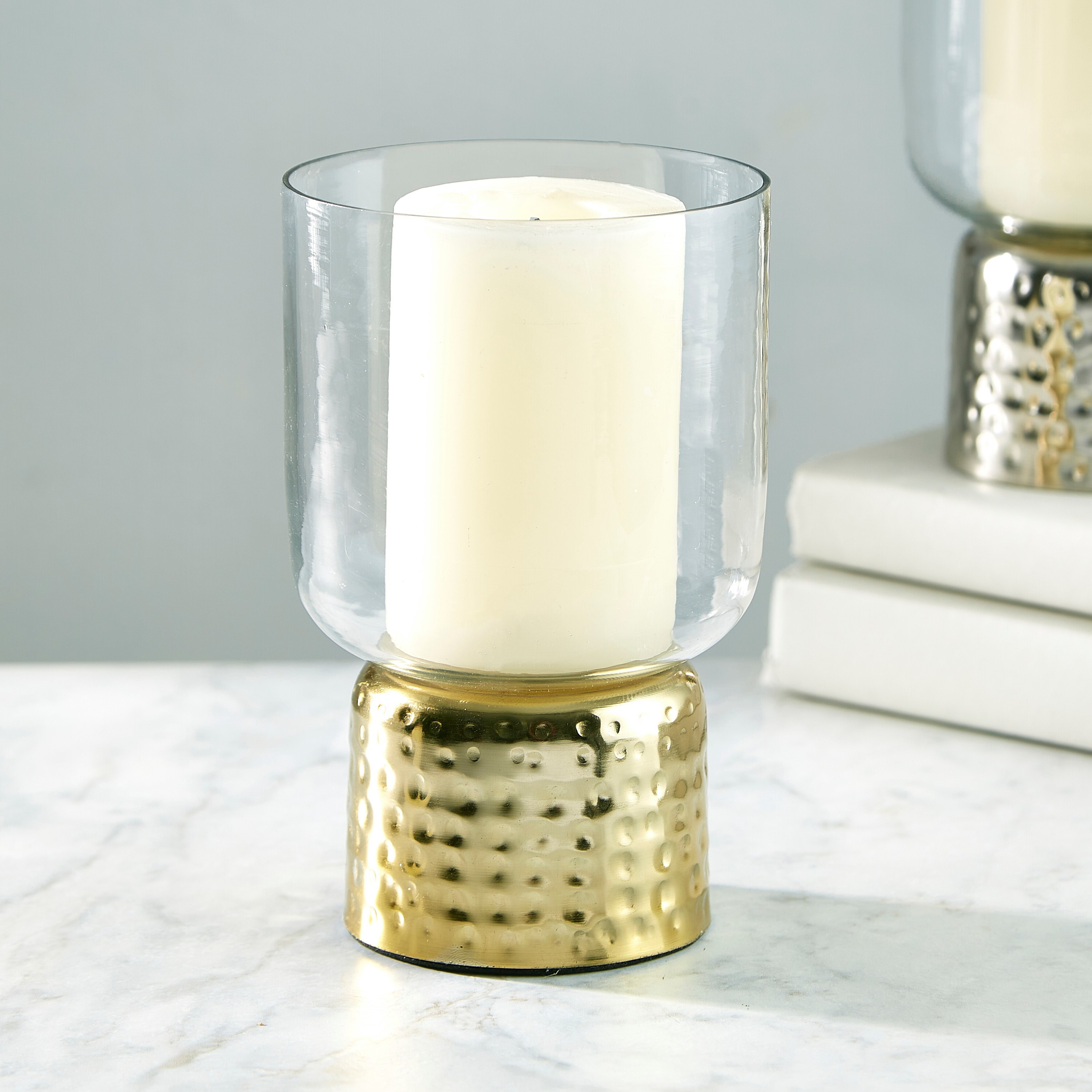 حامل شموع من المعدن والزجاج من نيسا - 17 سم-hbxlivingroom-decorandaccessories-candleholders-image-1