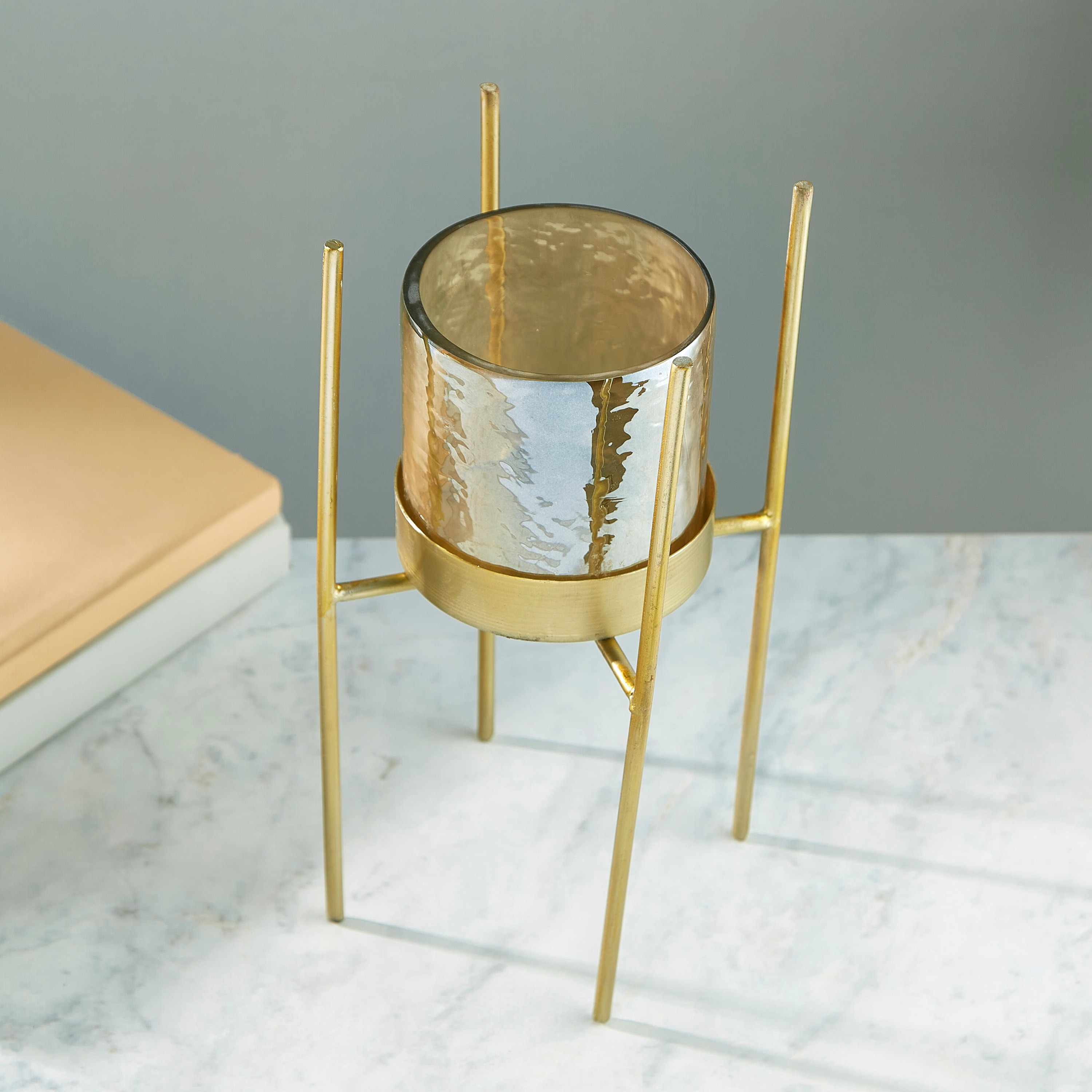 حامل شموع من المعدن والزجاج من إيفانا - 28 سم-hbxlivingroom-decorandaccessories-candleholders-image-2