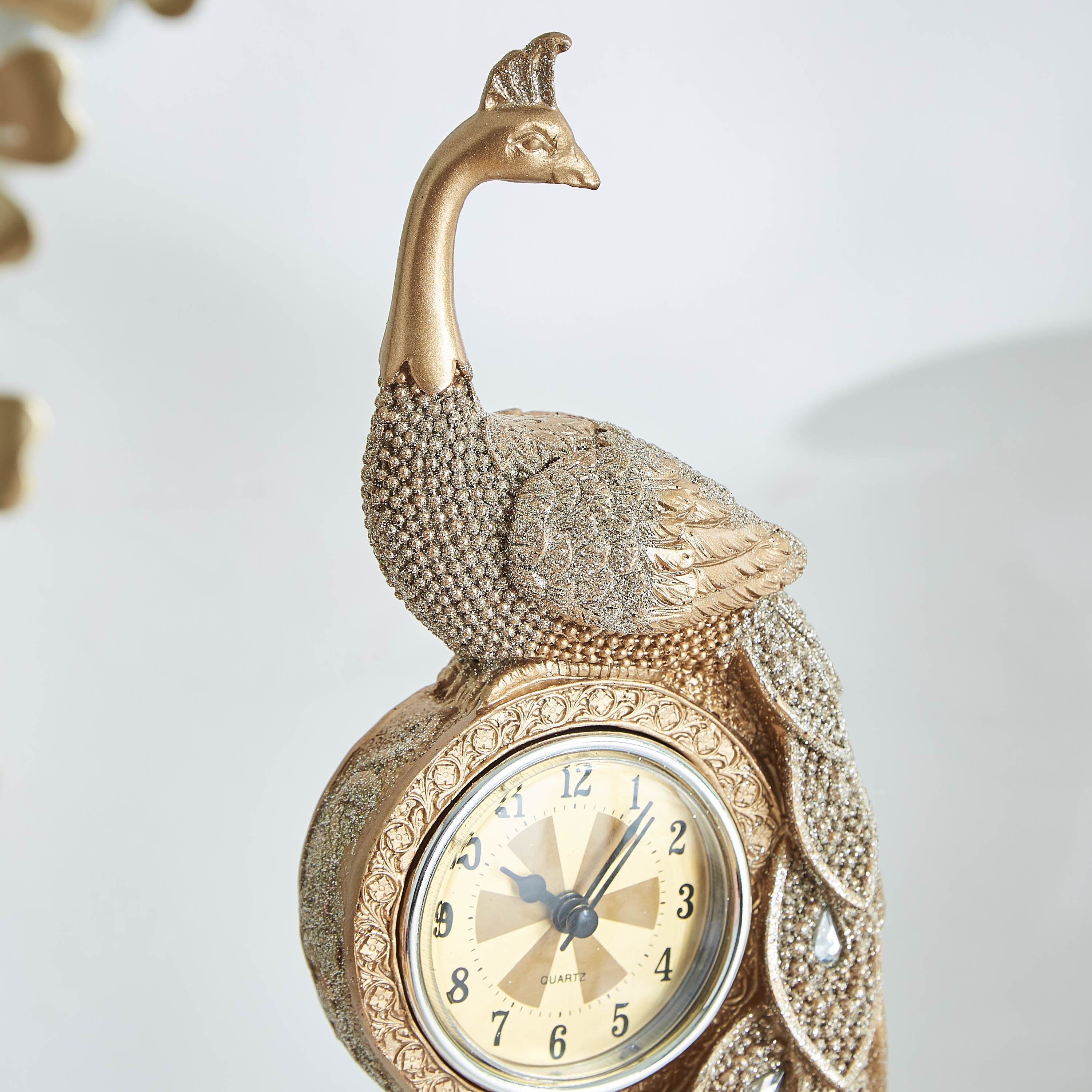 Quentin Polyresin Peacock Figurine with Clock-hbxhomeware-homedecor-figurinesandornaments-image-2
