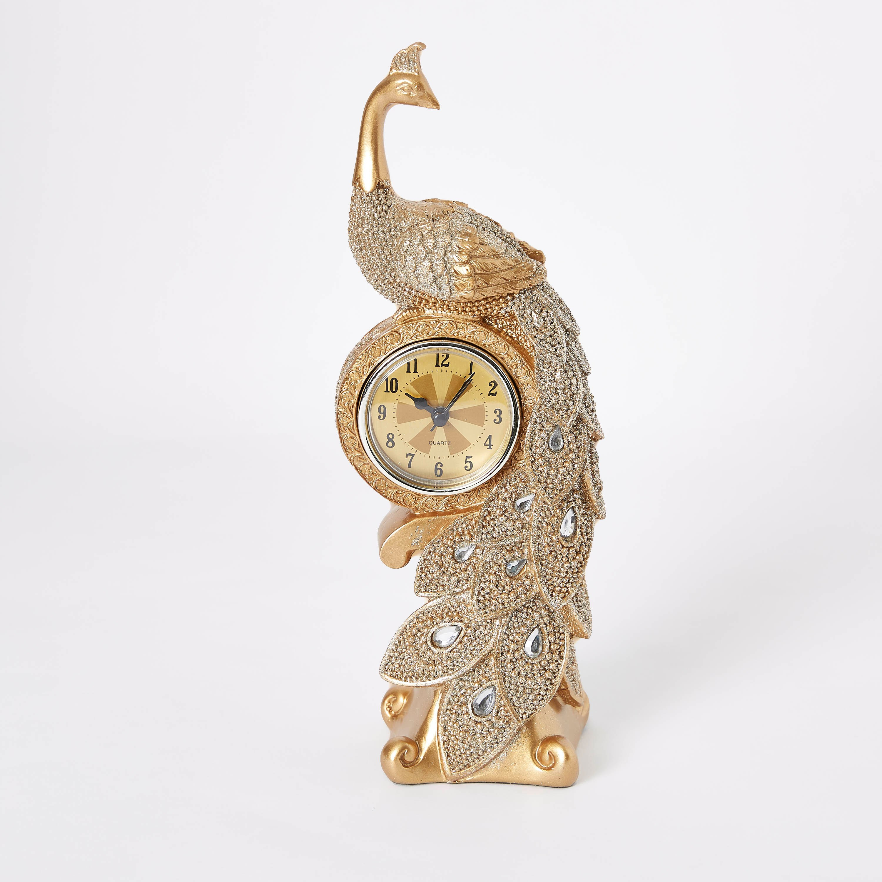Quentin Polyresin Peacock Figurine with Clock-hbxhomeware-homedecor-figurinesandornaments-image-4