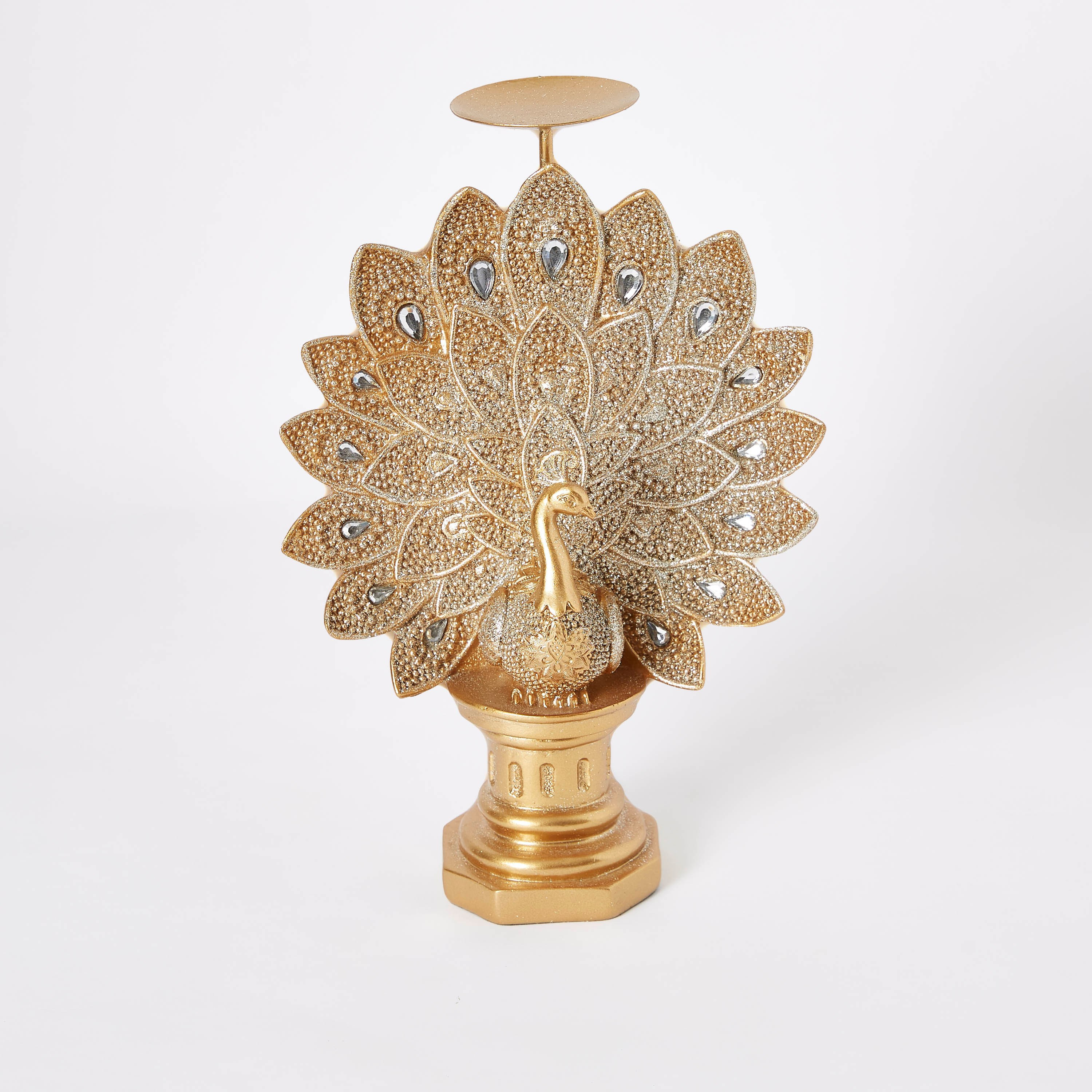 تمثال بوليريسين طاووس مع حامل شموع - كوينتين-hbxlivingroom-decorandaccessories-candleholders-image-5