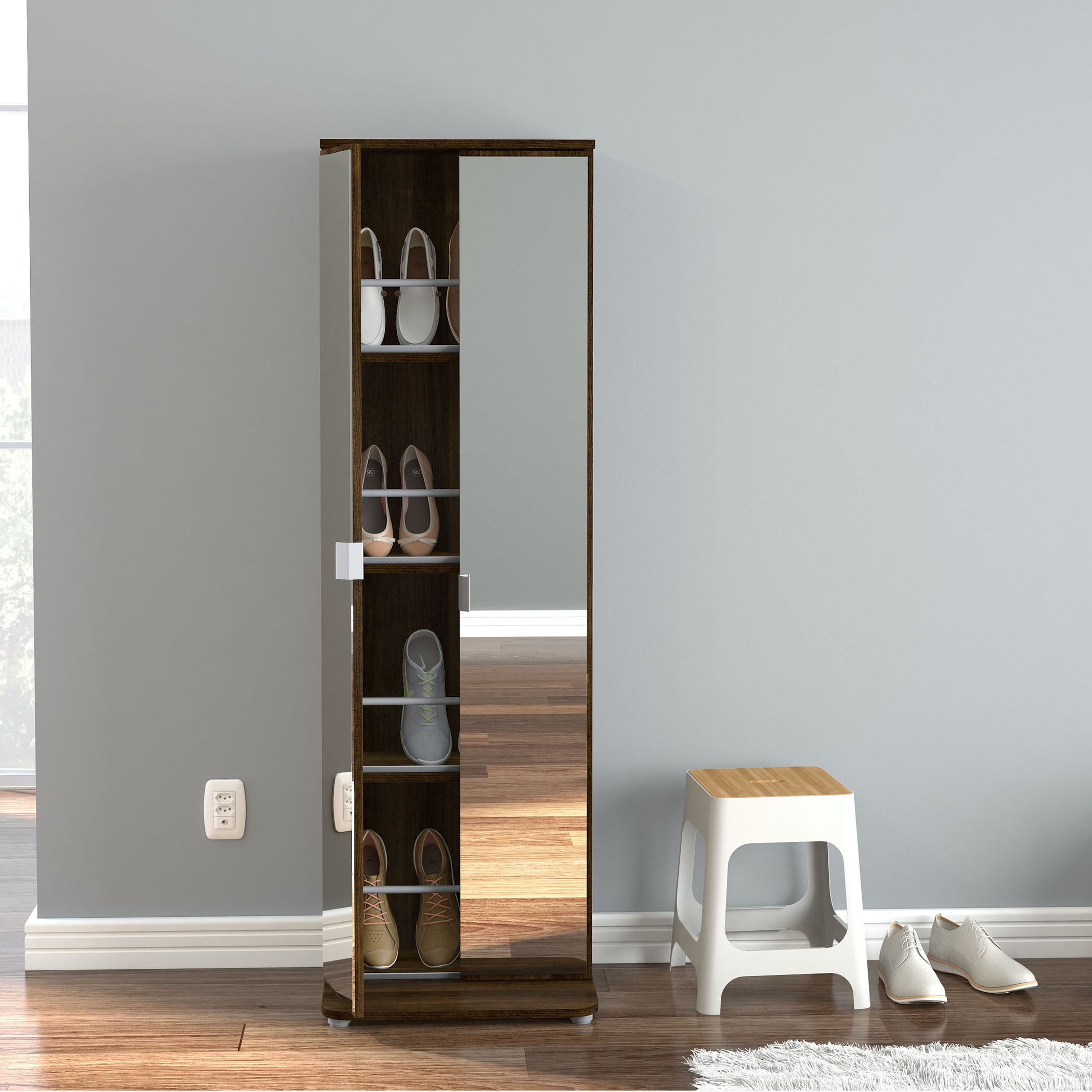خزانة أحذية لـ20 زوج بـ4 طوابق وبابين بمرآة من ميرو-hbxbedroom-shoecabinetsandracks-image-1