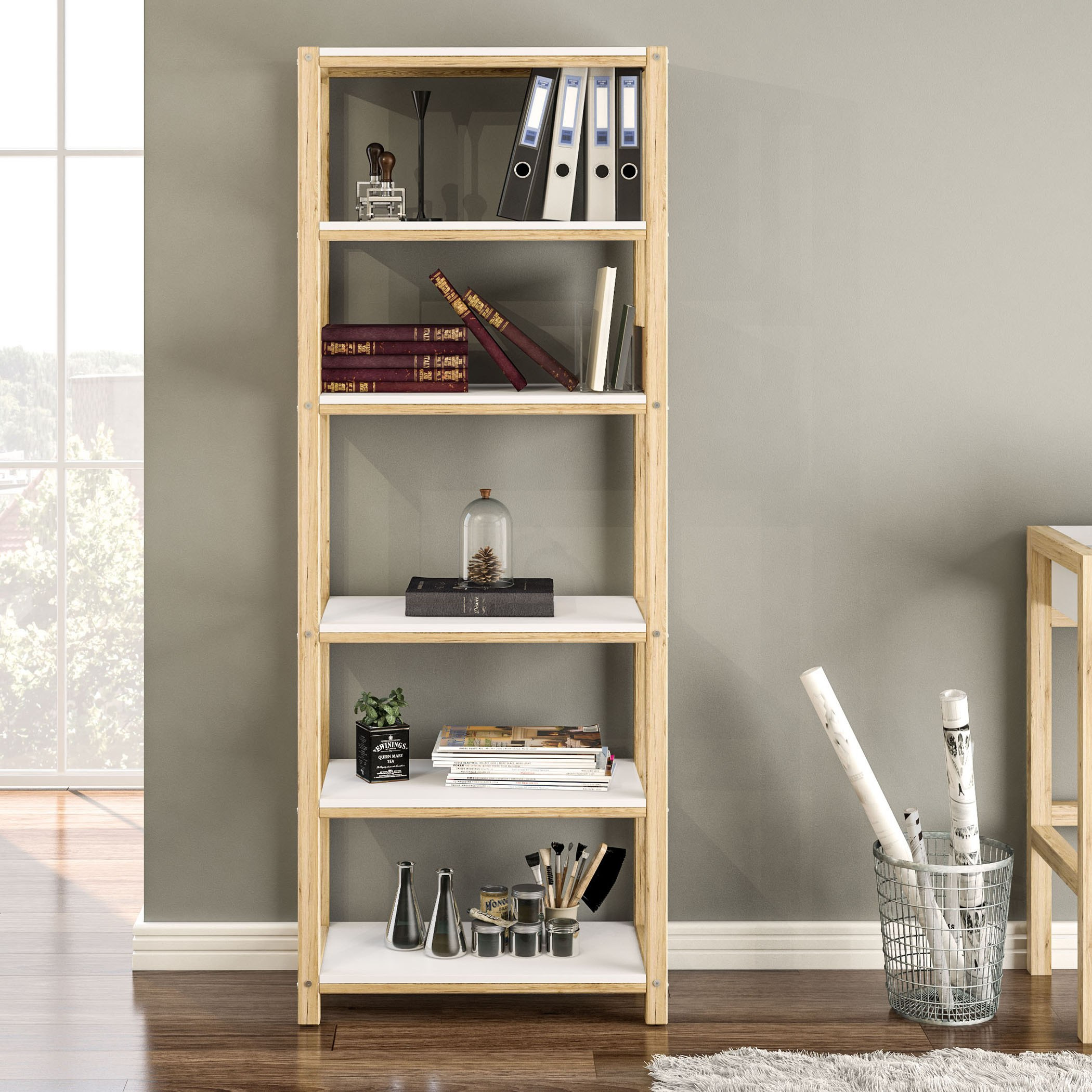 خزانة كتب 5 أرفف من أدلير - 35x68x180 سم-hbxfurniture-office-bookcases-image-2