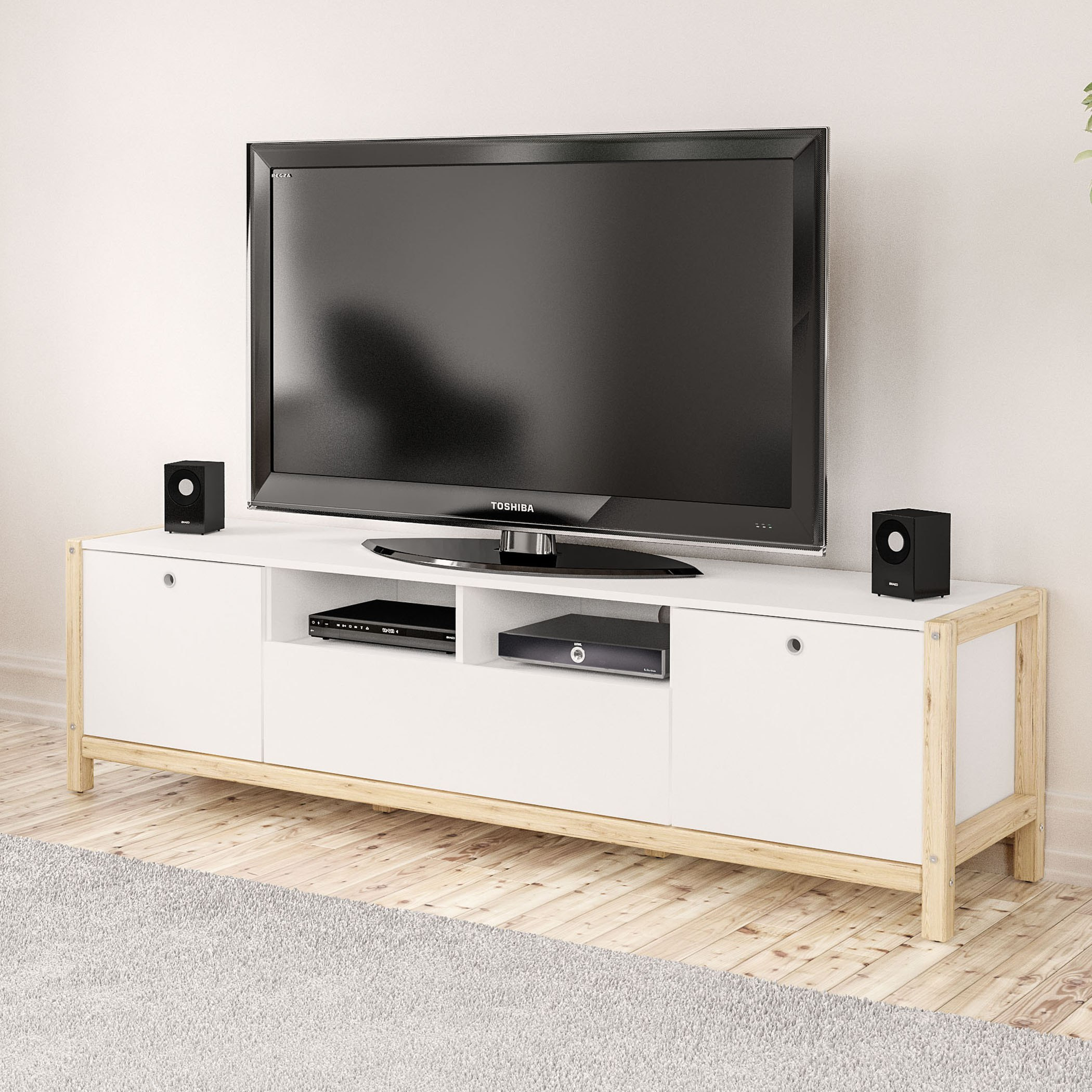 وحدة تلفزيون منخفضة بدرج واحد وبابين لأجهزة التلفاز حتي 70 بوصة من أدلير-hbxlivingroom-mediaunitsandstorage-tvunits-image-1