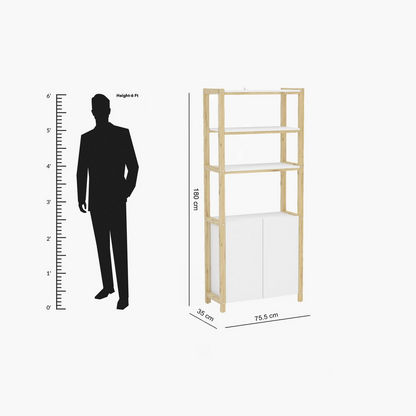 Adler 4-Tier Bookcase Cabinet with 2-Doors