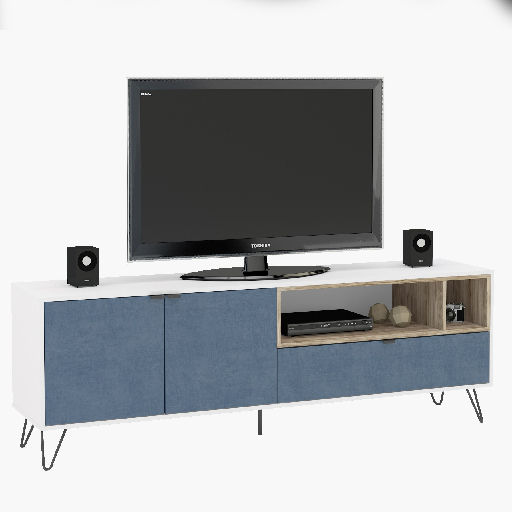 وحدة تلفزيون منخفضة بدرج واحد وبابين لأجهزة التلفاز حتي 70 بوصة من كايمان-hbxlivingroom-mediaunitsandstorage-tvunits-image-2