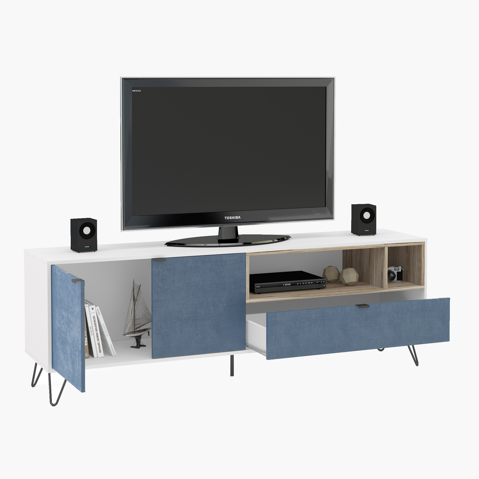 وحدة تلفزيون منخفضة بدرج واحد وبابين لأجهزة التلفاز حتي 70 بوصة من كايمان-hbxlivingroom-mediaunitsandstorage-tvunits-image-3