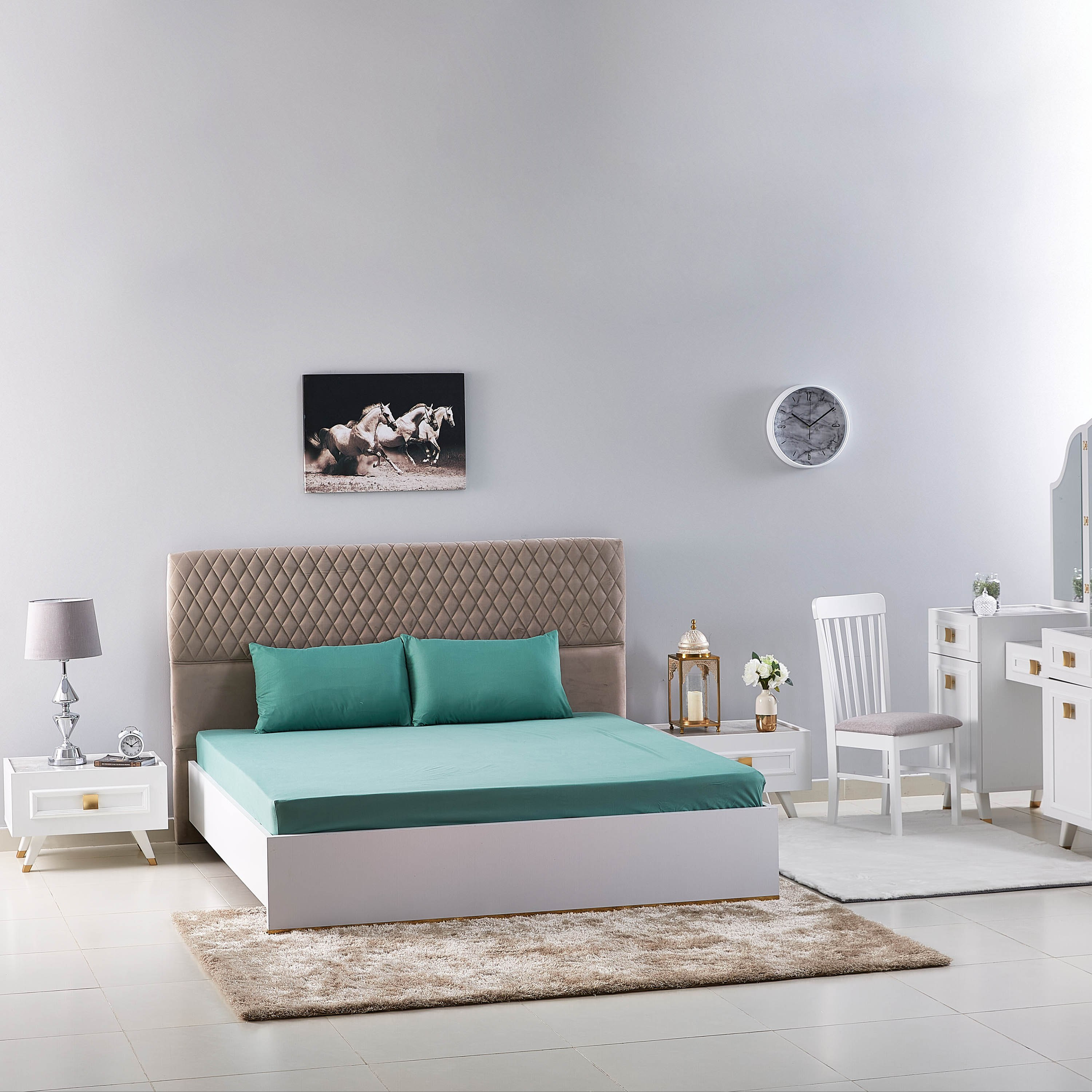 شرشف مطّاطي سادة مقاس كينج من بيلا - 180x200 سم-hbxhomeware-bedding-fittedsheets-image-2
