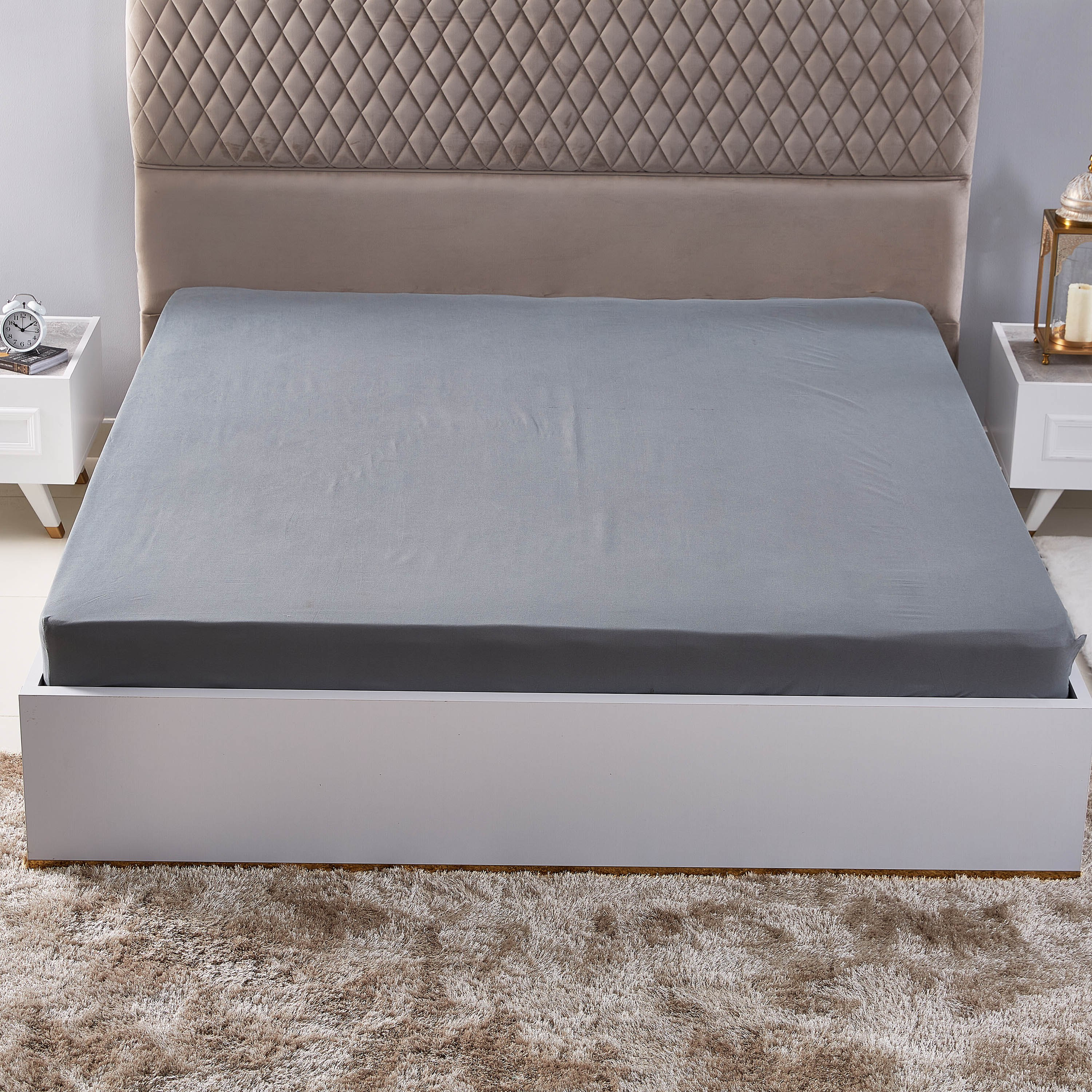 شرشف مطّاطي سادة مقاس كينج من بيلا - 180x200 سم-hbxhomeware-hbxbedroom-image-3