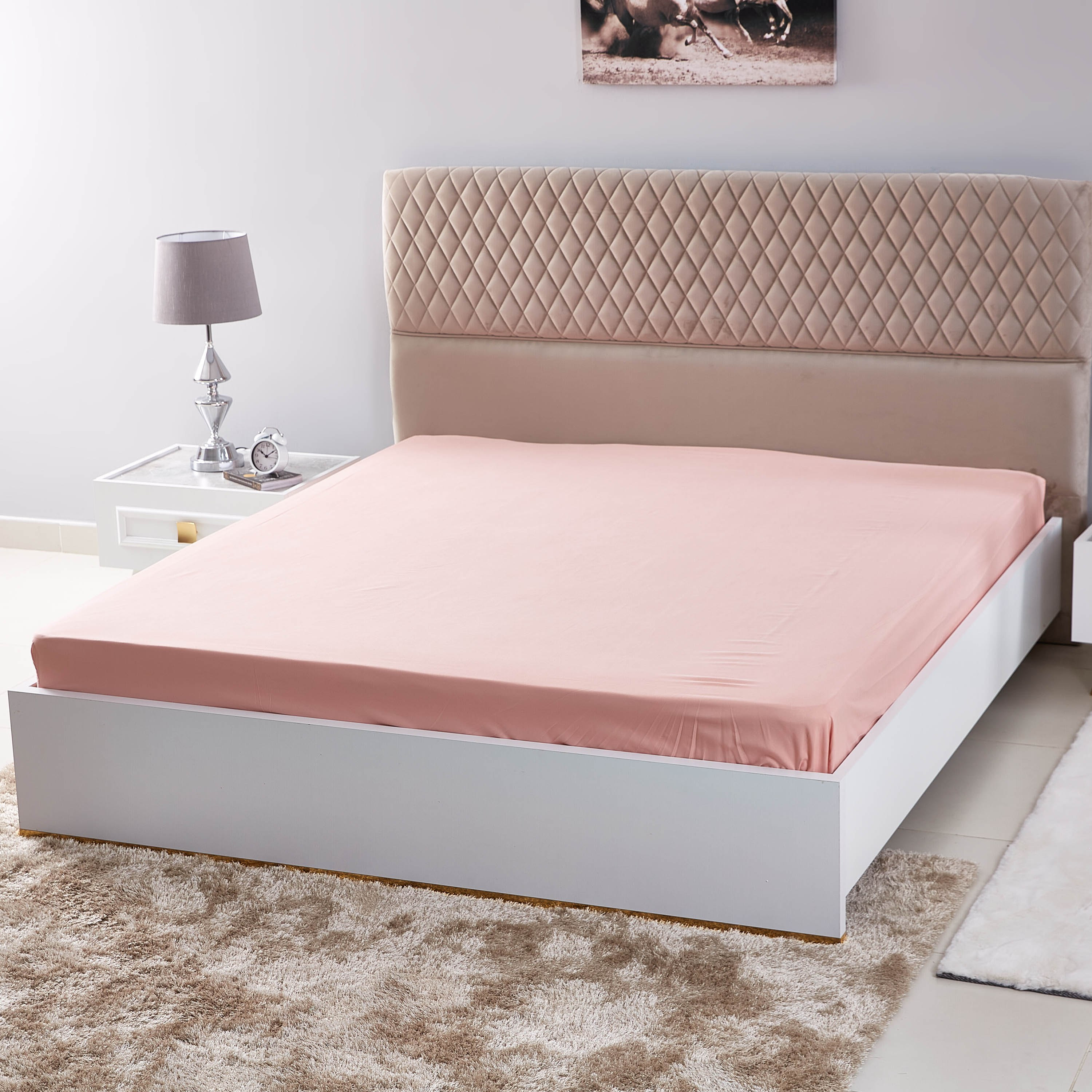 شرشف مطّاطي مقاس كينج سادة من بيلا - 180x200 سم-hbxhomeware-bedding-fittedsheets-image-1