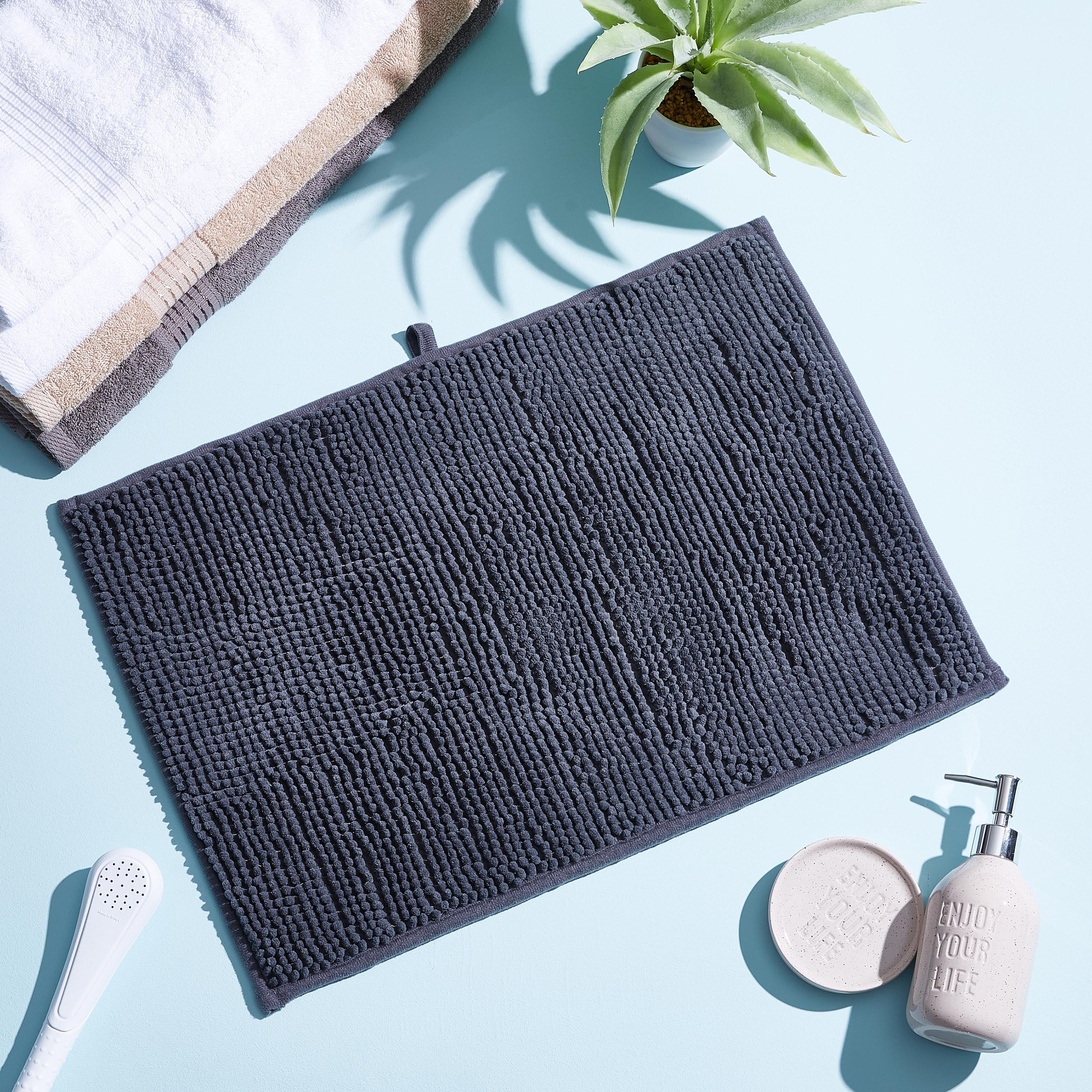 Nicole Anti Skid Foam Padded Chenille Bath Mat 40X60 cm-hbxbedroom-floorcoverings-bathmats-image-3