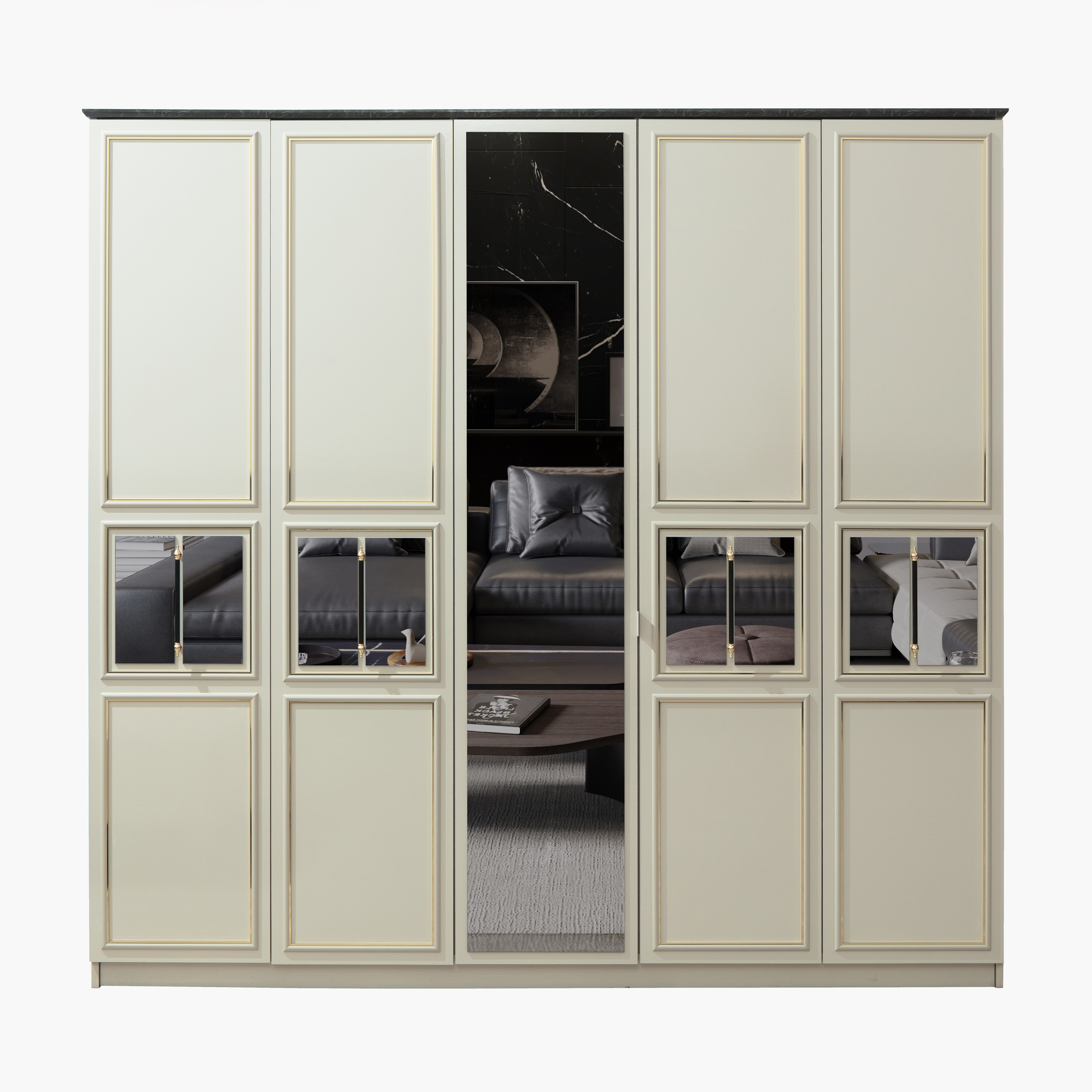 خزانة ملابس 5 أبواب بمرآة من ميسينا-hbxfurniture-wardrobes-image-1