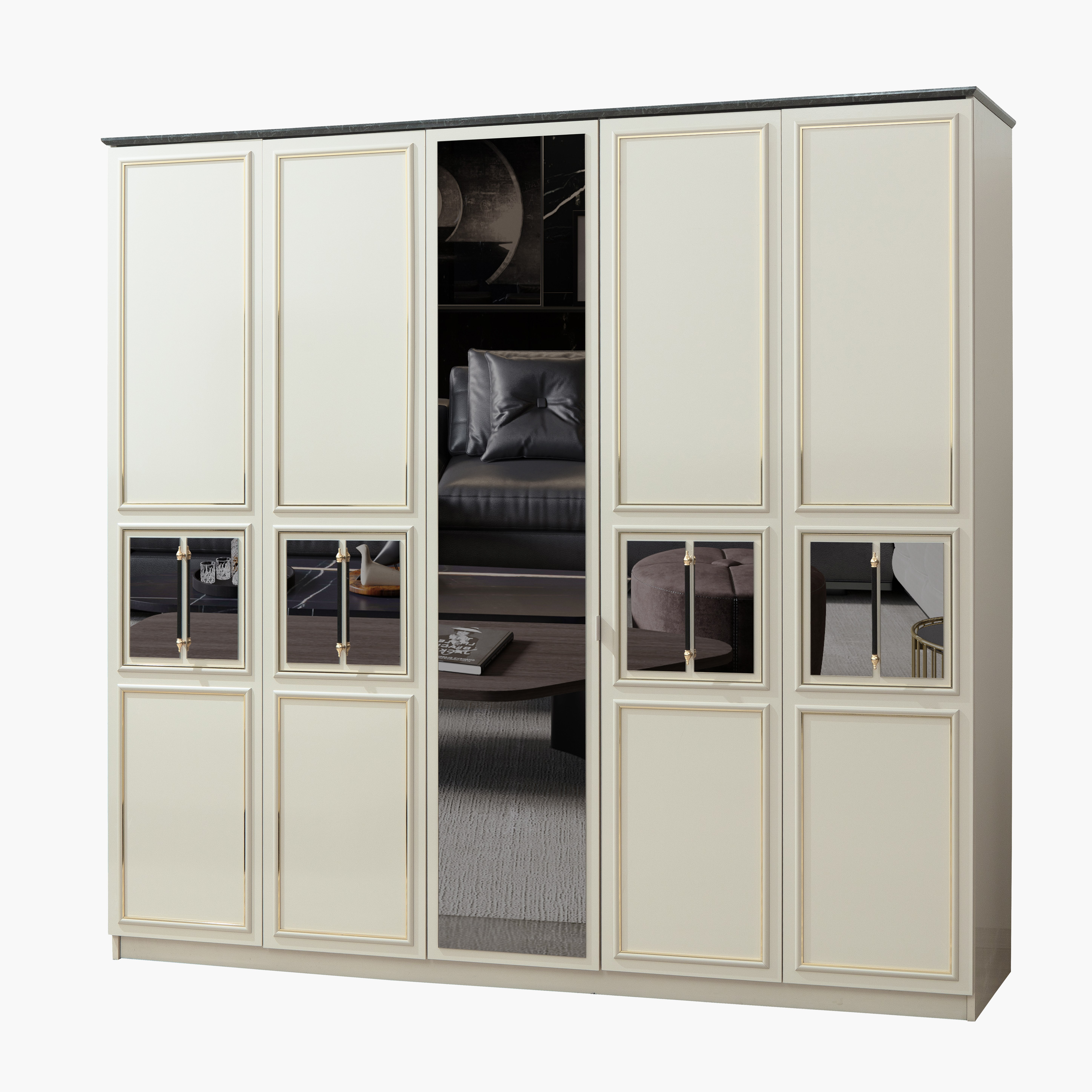 خزانة ملابس 5 أبواب بمرآة من ميسينا-hbxfurniture-wardrobes-image-2