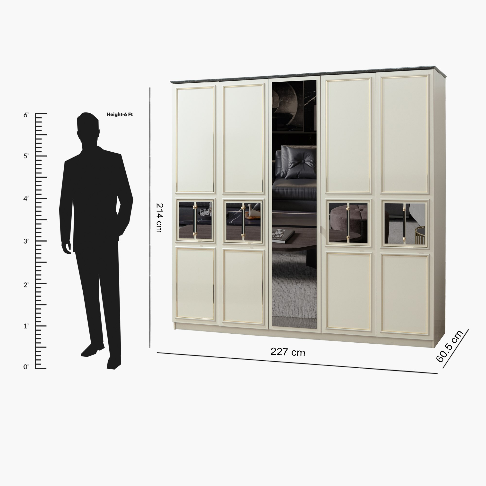 خزانة ملابس 5 أبواب بمرآة من ميسينا-hbxfurniture-wardrobes-image-6