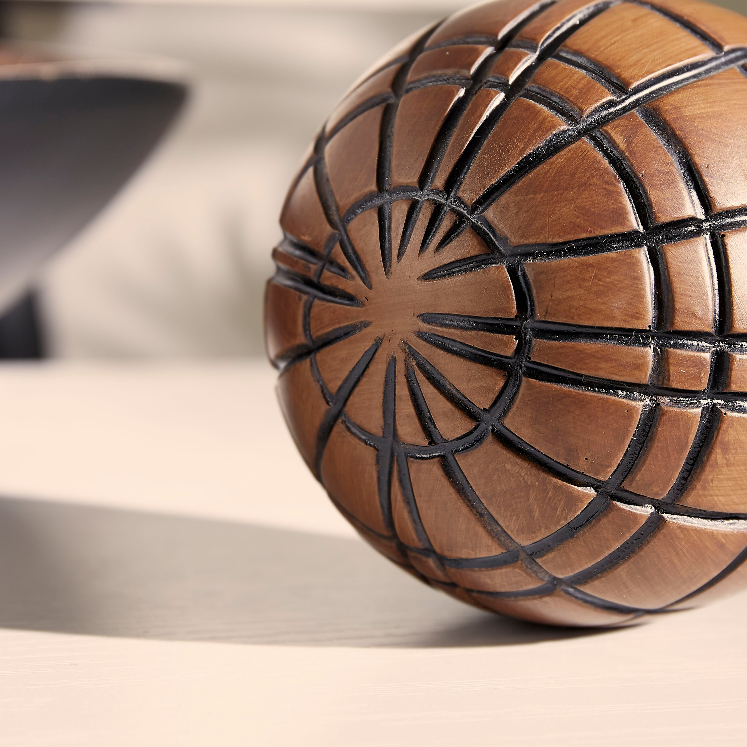 Oak Checked Polyresin Decorative Ball-hbxhomeware-homedecor-figurinesandornaments-image-3