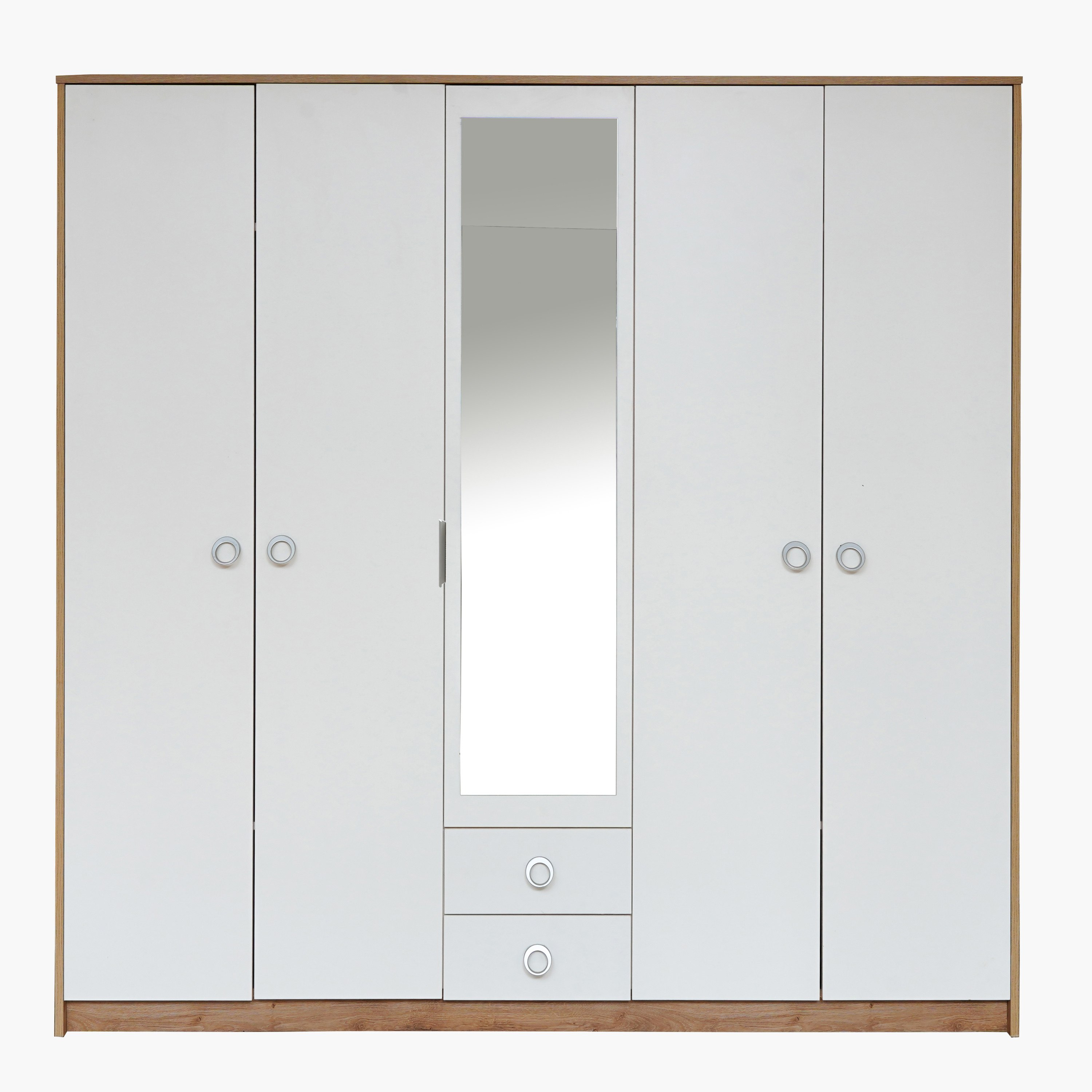 خزانة ملابس 5 أبواب بدرجين ومرآة - كارديز من موڤو-hbxfurniture-wardrobes-image-1