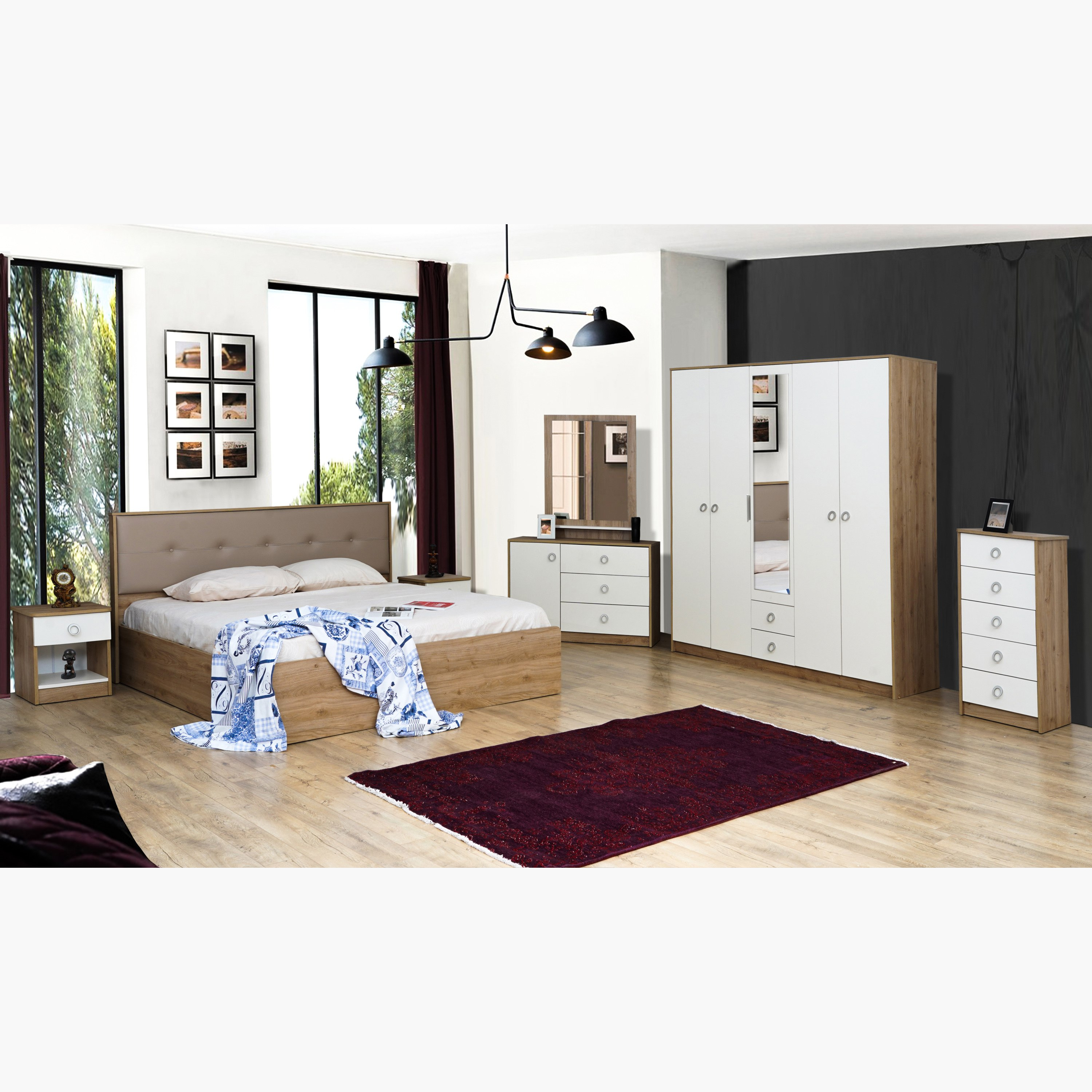 خزانة ملابس 5 أبواب بدرجين ومرآة - كارديز من موڤو-hbxfurniture-wardrobes-image-5