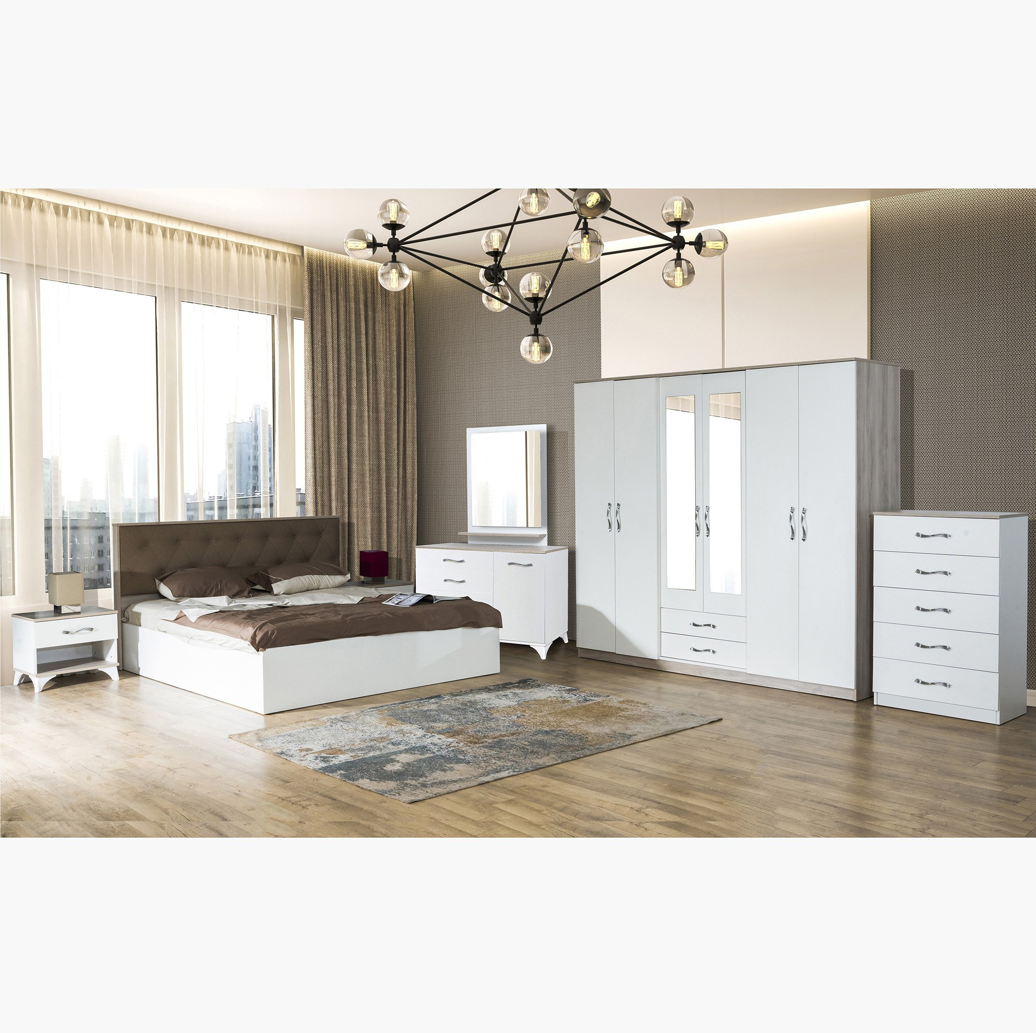 خزانة ملابس 6 أبواب بدرجين ومرآتين - تورونتو من موڤو -hbxfurniture-wardrobes-image-5