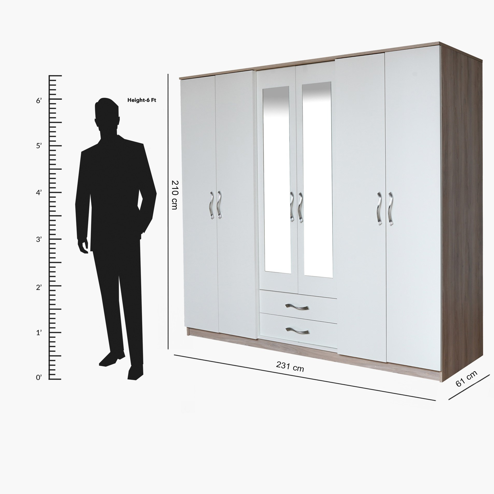 خزانة ملابس 6 أبواب بدرجين ومرآتين - تورونتو من موڤو -hbxfurniture-wardrobes-image-6