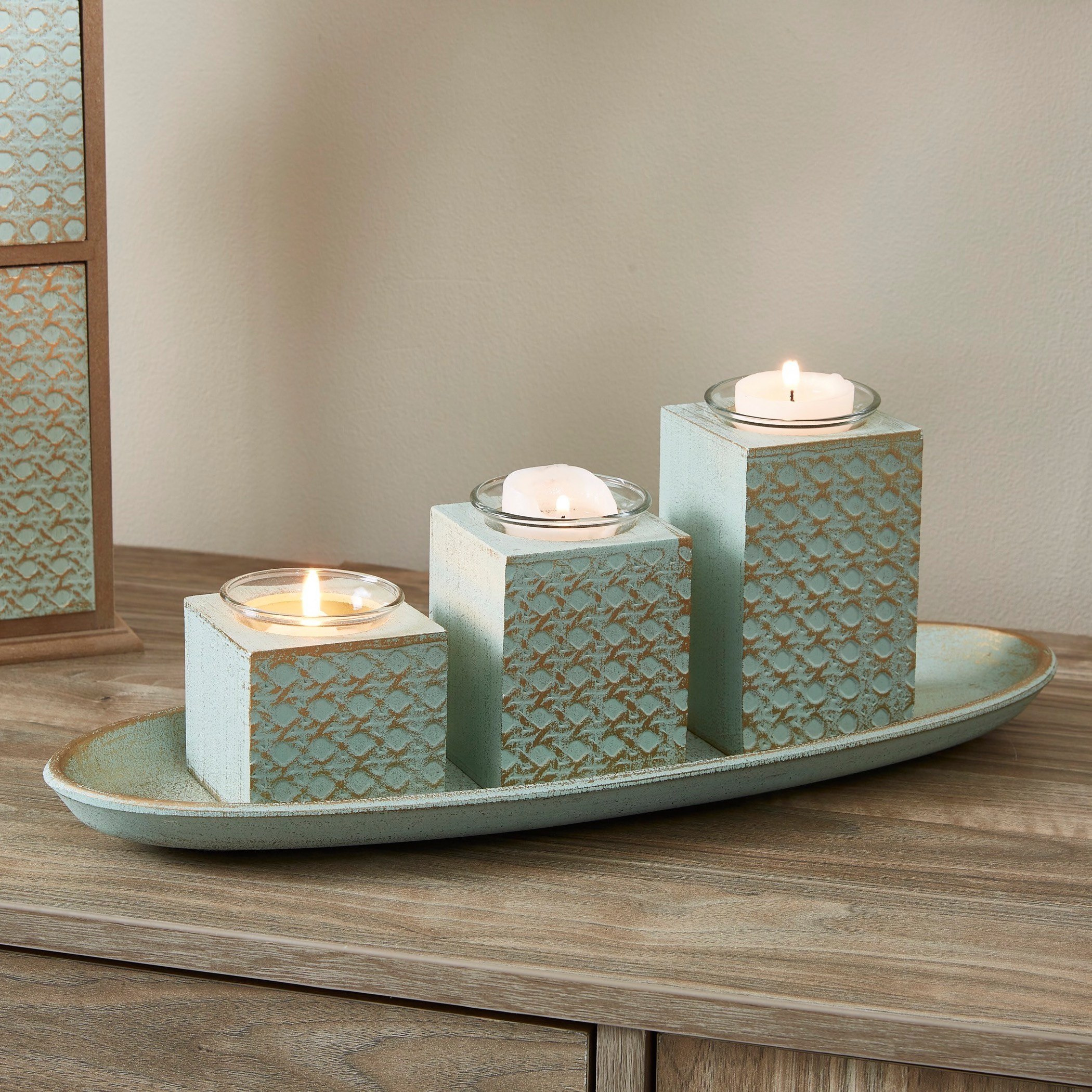 Zyla Basket Weave Wooden Candleholder-hbxlivingroom-decorandaccessories-candleholders-image-1