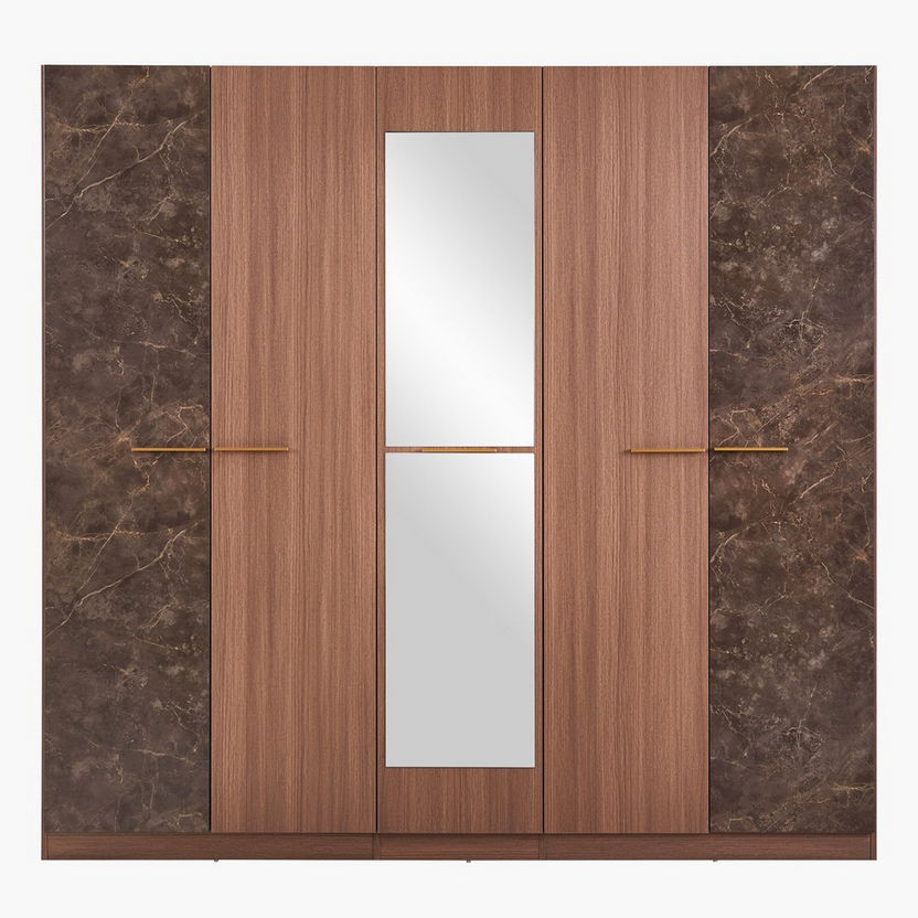Kayna 5-Door Wardrobe with Mirror-Wardrobes-image-1