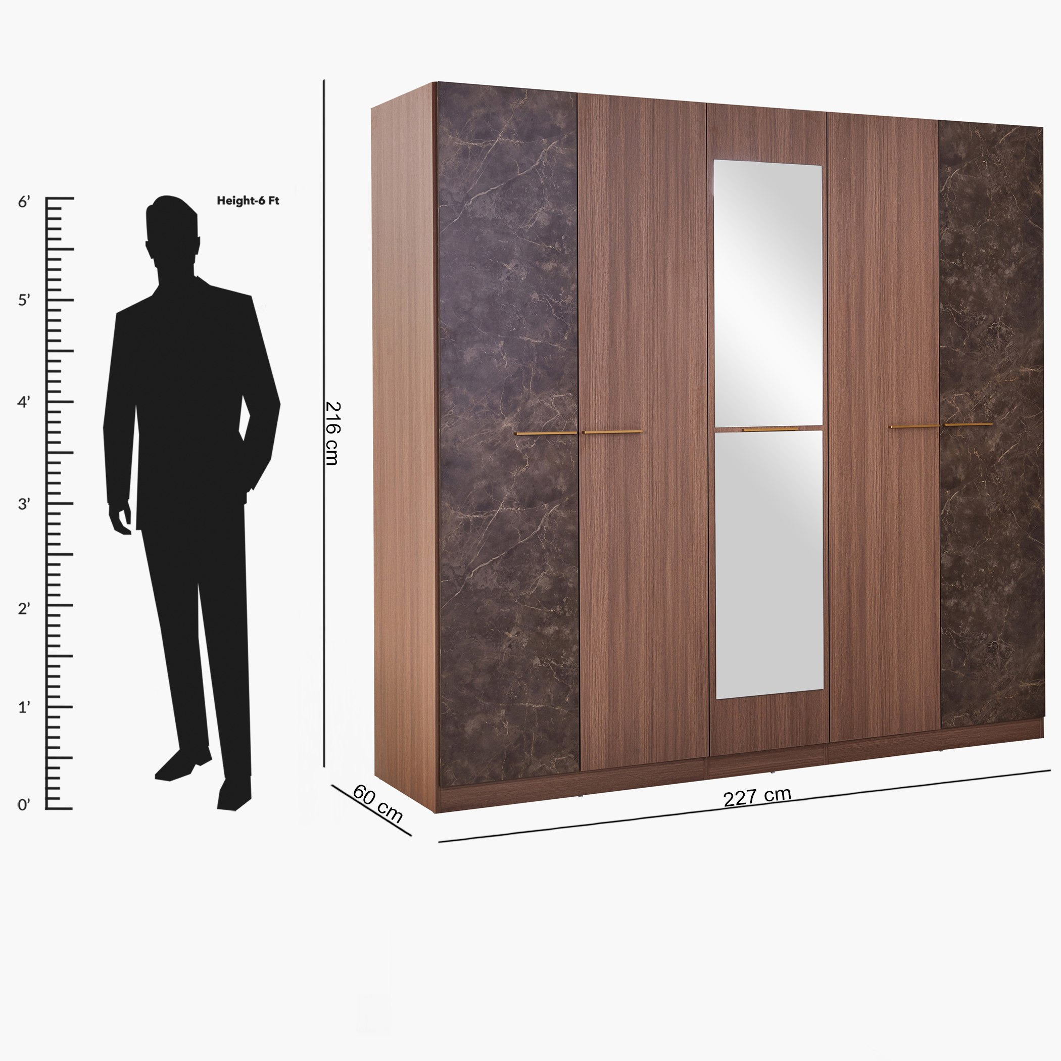 خزانة ملابس 5 أبواب بمرآة من كاينا-hbxfurniture-wardrobes-image-8