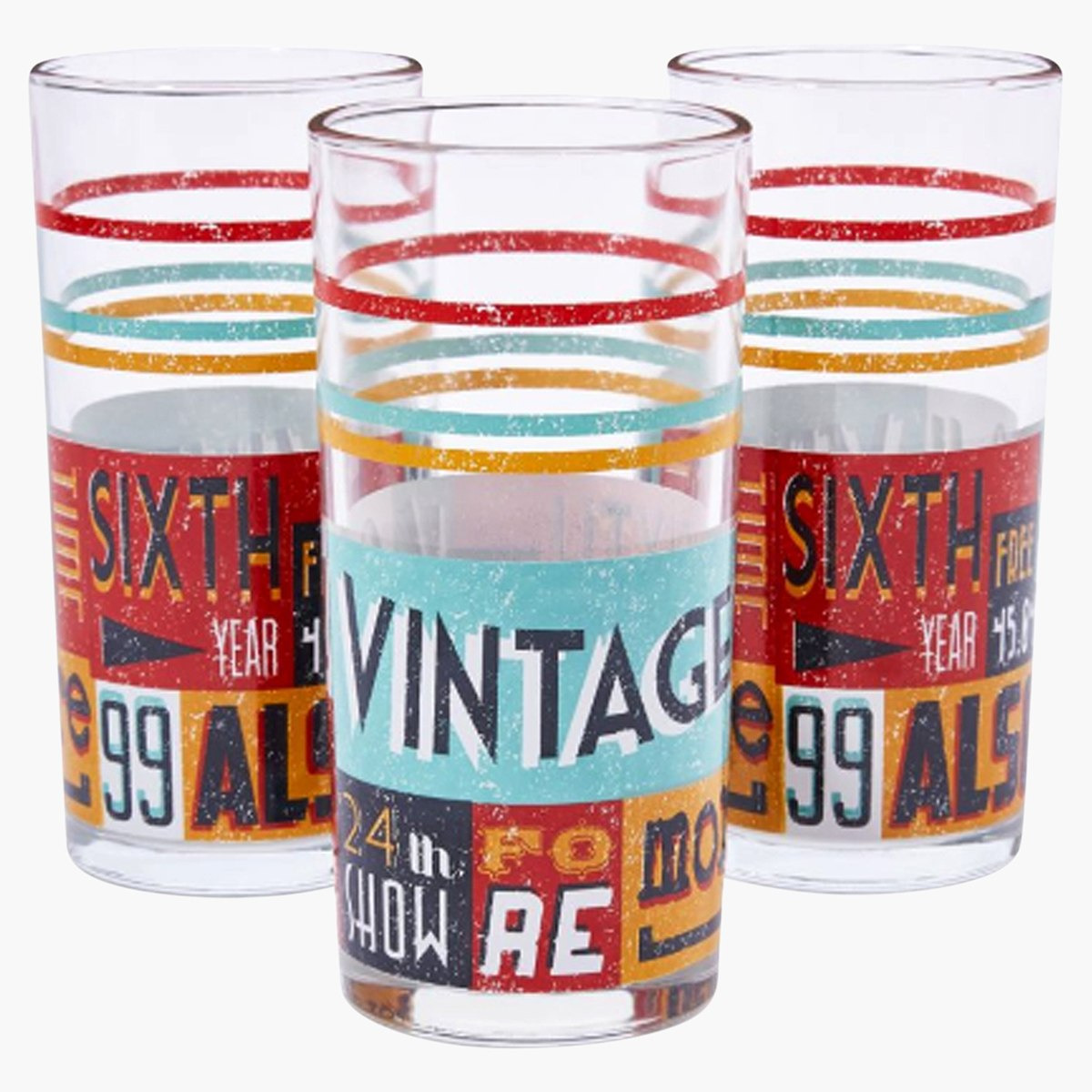 طقم كاسات زجاجيّة بطبعات من ديكوفر - 3 قطع-hbxhomeware-hbxkitchen-image-1