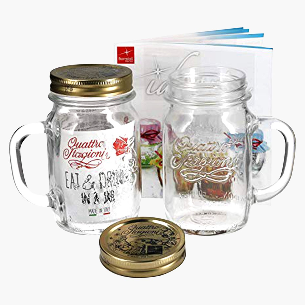 Bormioli Rocco Mason Jar with Handle and Lid - Set of 2-hbxhomeware-hbxkitchen-image-1