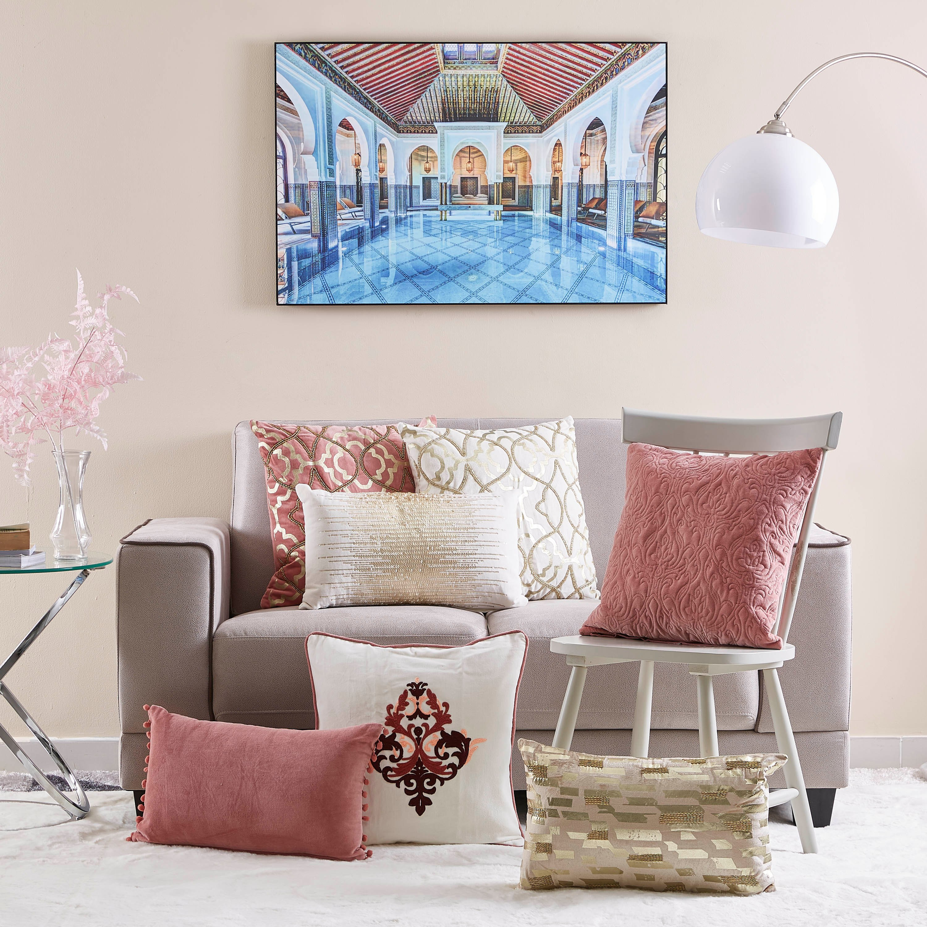 Boutique Eliza Foil Printed Cotton Velvet Filled Cushion - 45x45 cm-hbxlivingroom-furnishings-cushionsandcovers-filledcushions-image-3