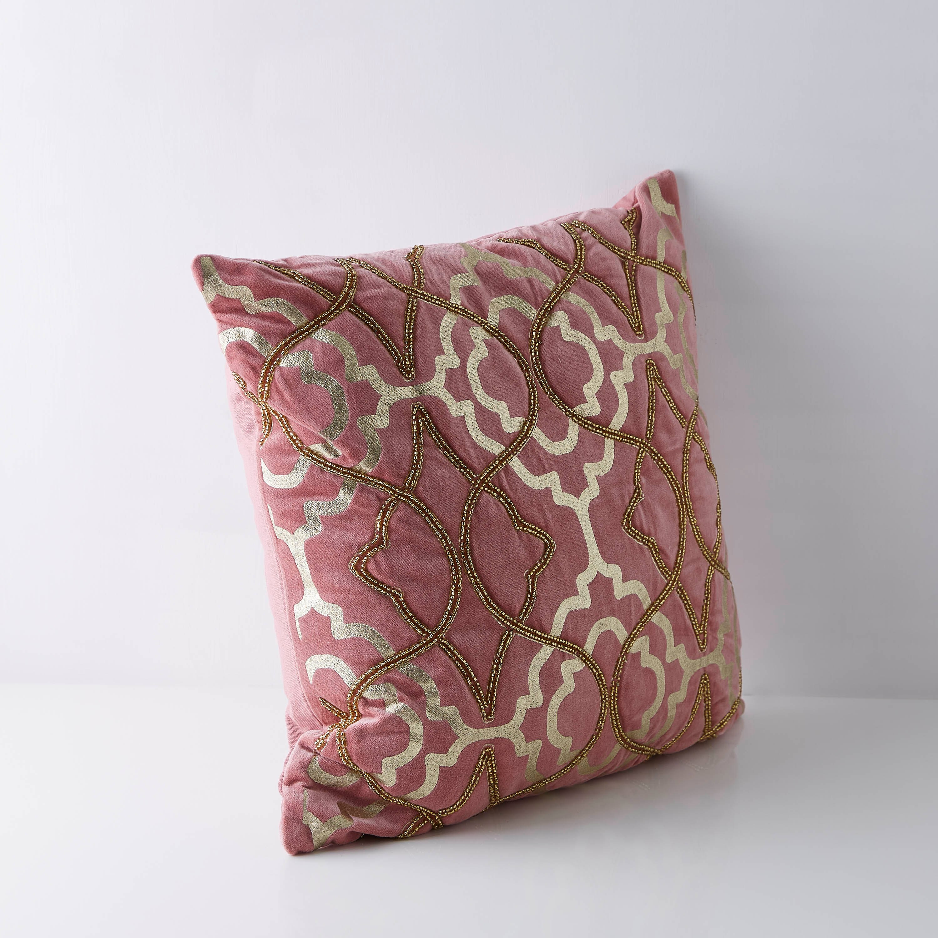 Boutique Eliza Foil Printed Cotton Velvet Filled Cushion - 45x45 cm-hbxlivingroom-furnishings-cushionsandcovers-filledcushions-image-4