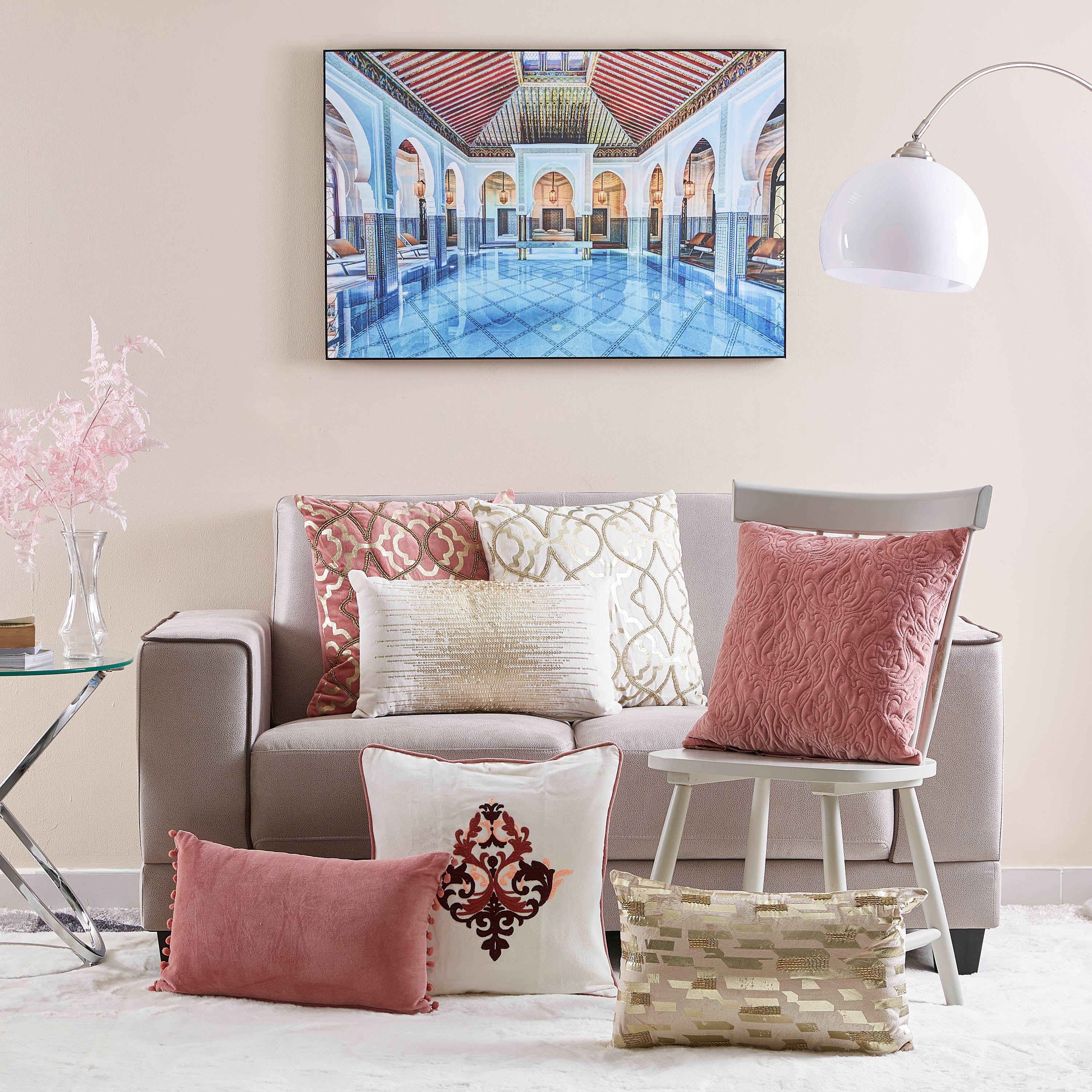 وسادة محشوة قطنية مخملية بطبعات فويل من بوتيك إليزا- 45x45 سم-hbxlivingroom-furnishings-cushionsandcovers-filledcushions-image-3