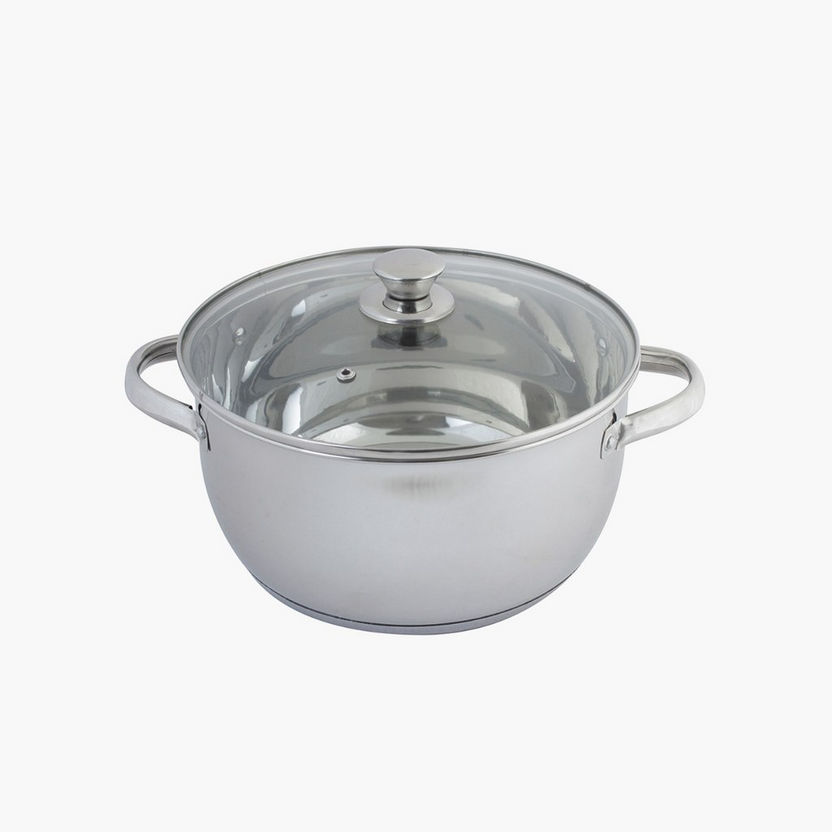 Stilo Stainless Steel Casserole with Induction Bottom and Glass Lid - 6.2 L-Food Preparation-image-1