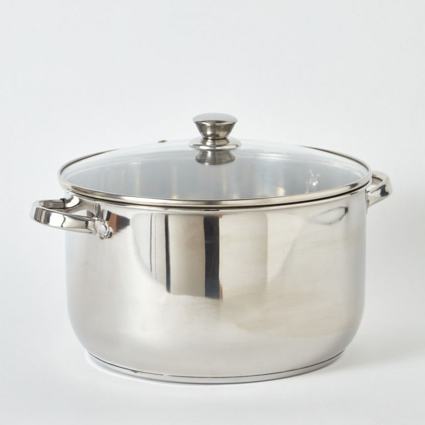 Stilo Stainless Steel Induction Casserole with Glass Lid - 10 L-Cookware-image-5