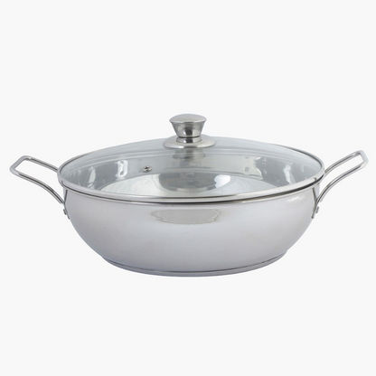 Stilo Stainless Steel Induction Wok with Glass Lid - 3 L-Cookware-image-2