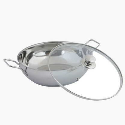 Stilo Stainless Steel Induction Wok with Glass Lid - 3 L