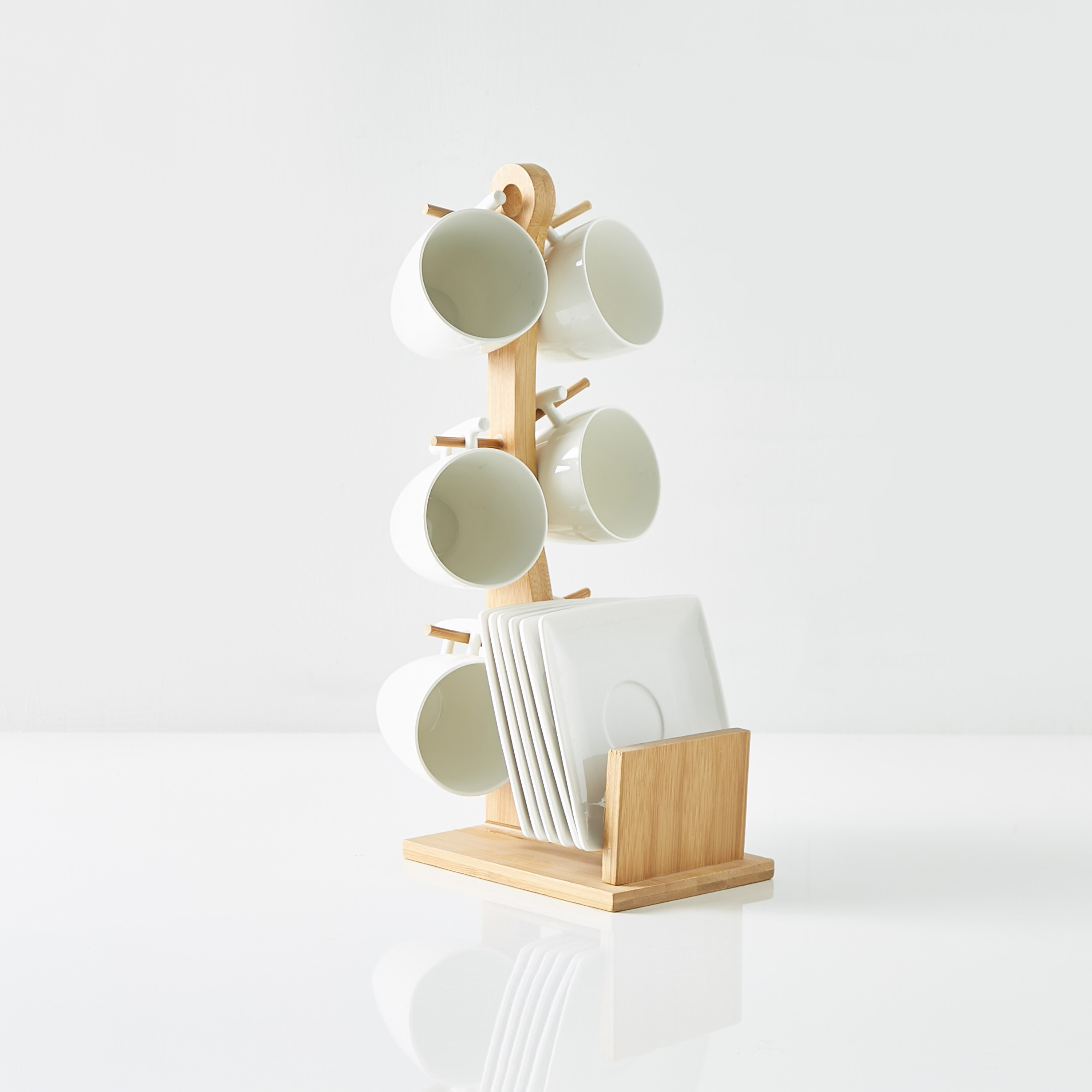 طقم فناجين بصحون مع حامل خشبي من أكوايجن - 12 قطعة-hbxhomeware-hbxkitchen-image-5