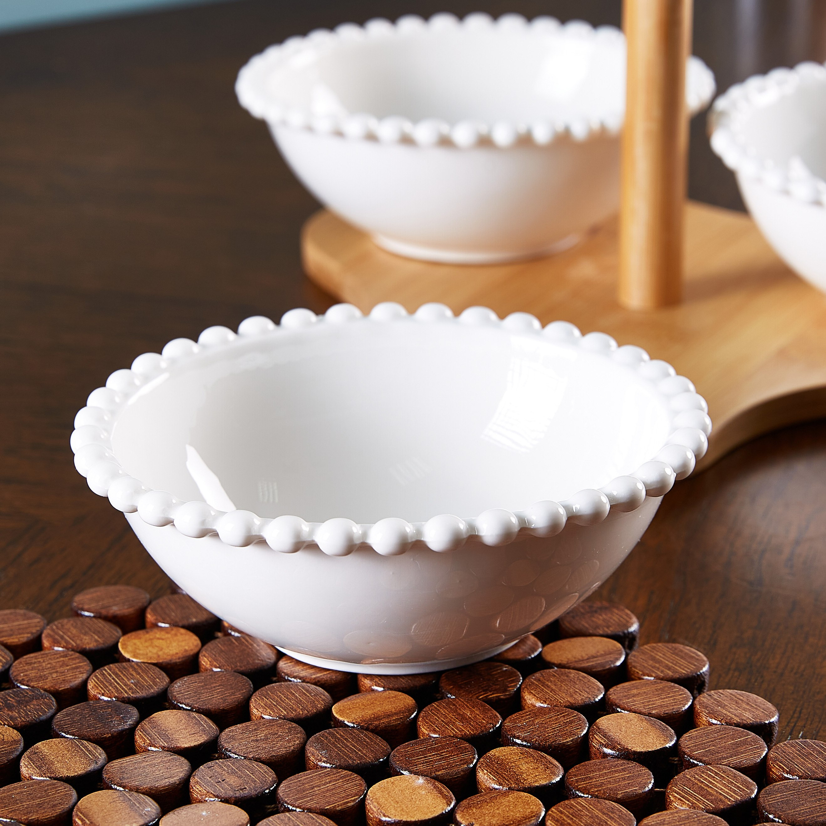 طقم تقديم بطبعات مع حامل خشبي من أوكايجن - 3 قطع-hbxdecorandfurnishings-tabletop-serveware-image-2